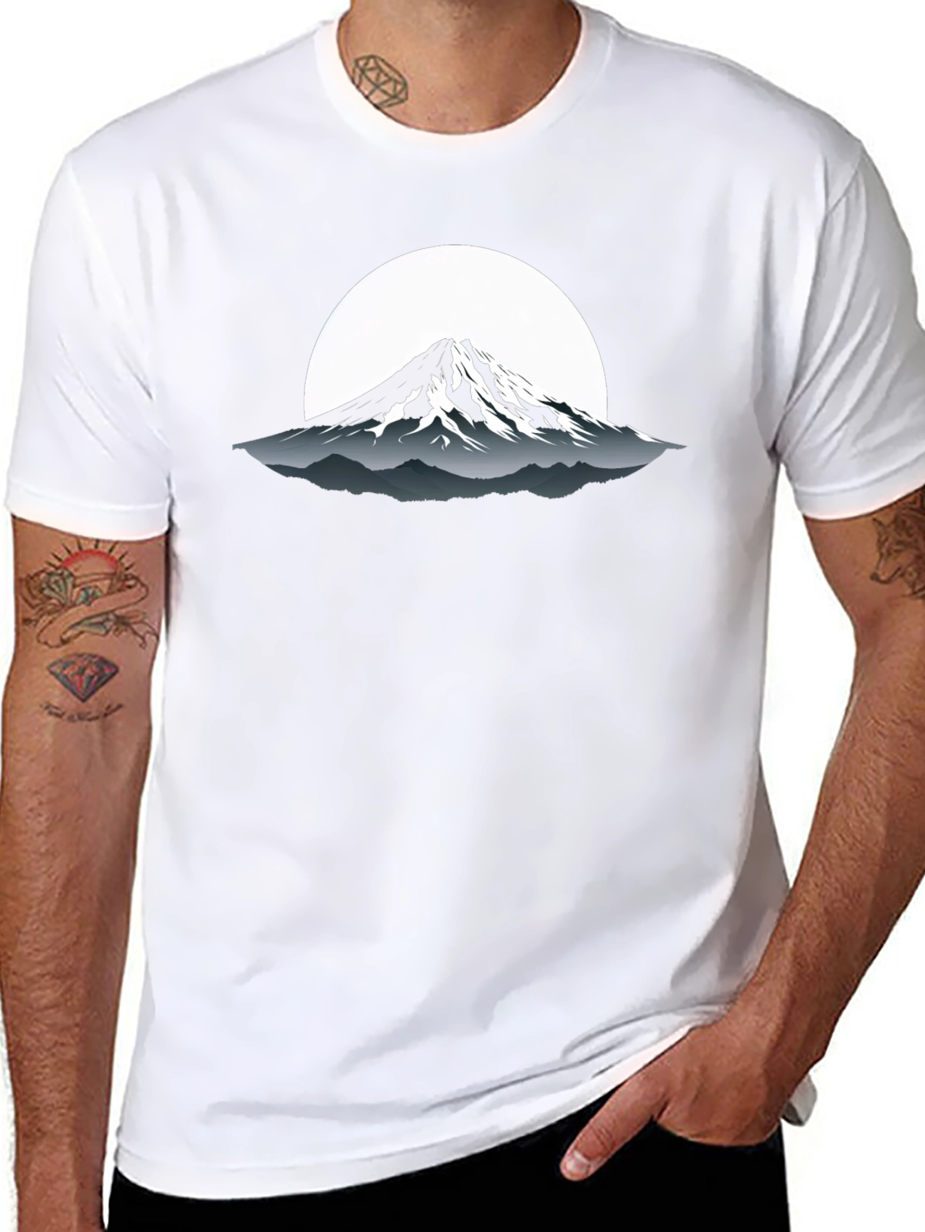 Mountain Moon Graphic Tee - Black Casual Shirt
