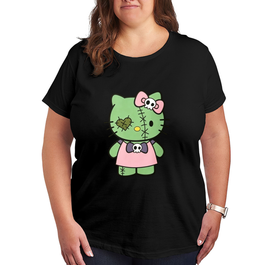 Spooky Zombie Hello Kitty Gothic Style Plus?Size Women Graphic Tee