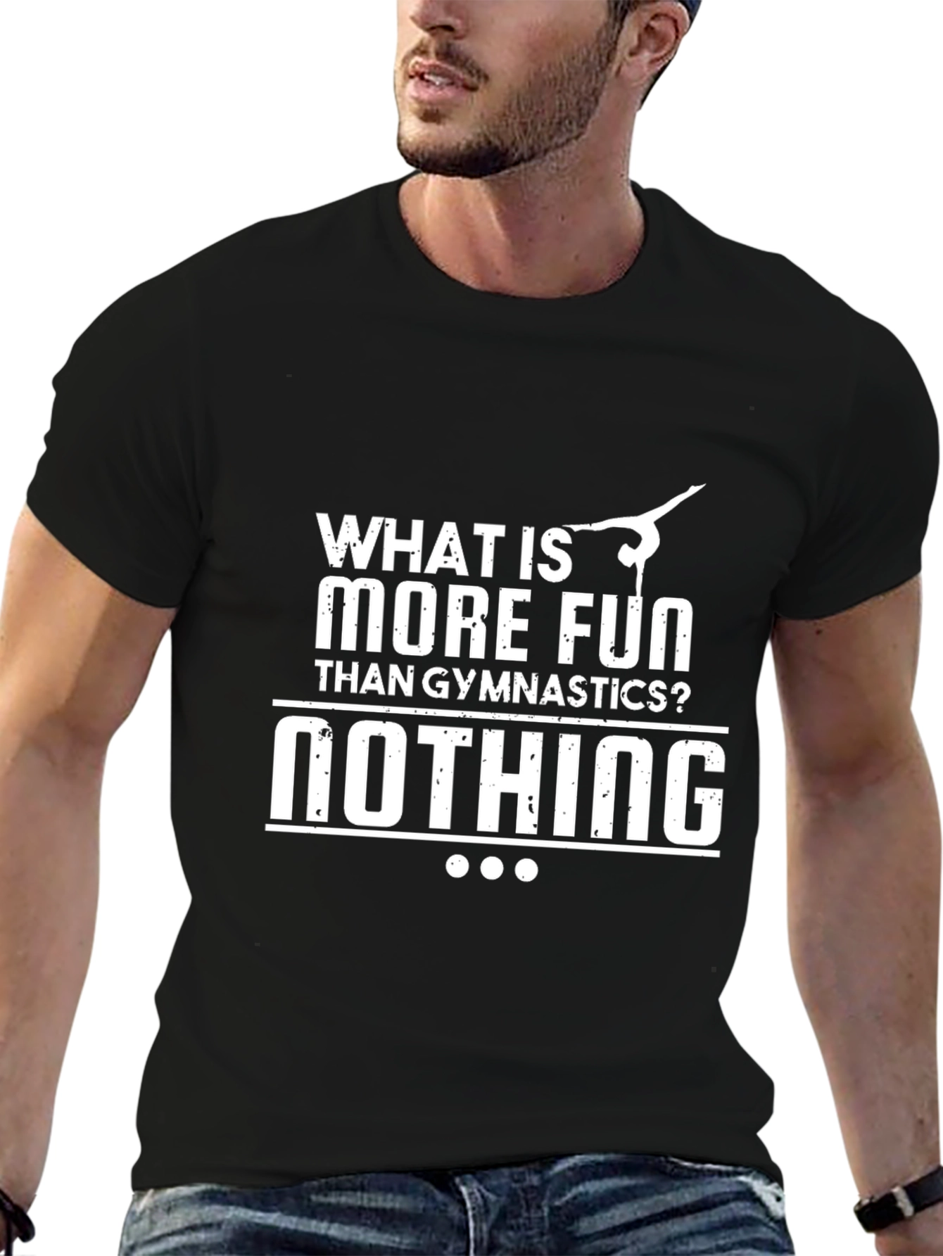 Gymnastics Fun Graphic Tee - Black Cotton Blend