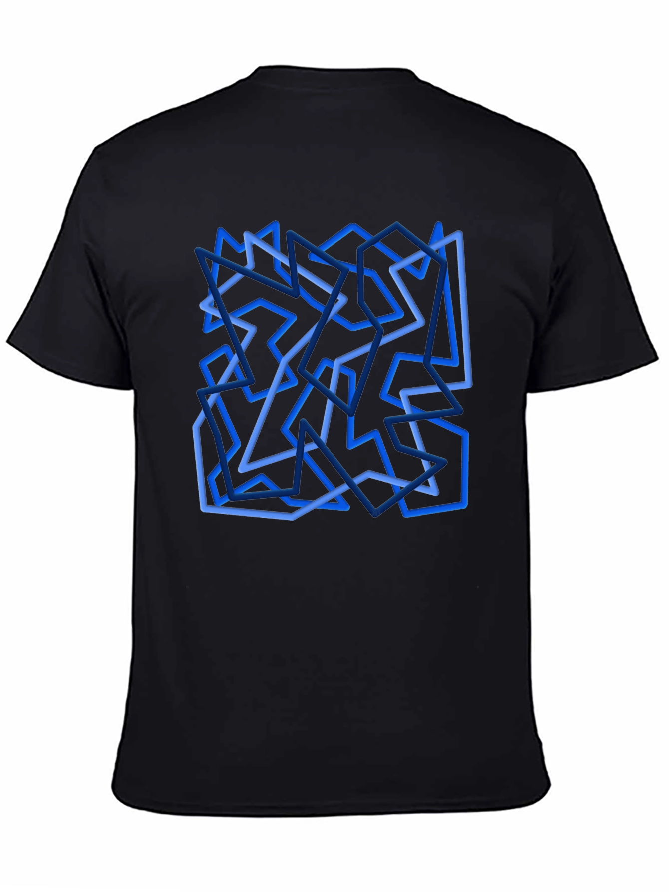 Abstract Geometric Line Art Black T-Shirt
