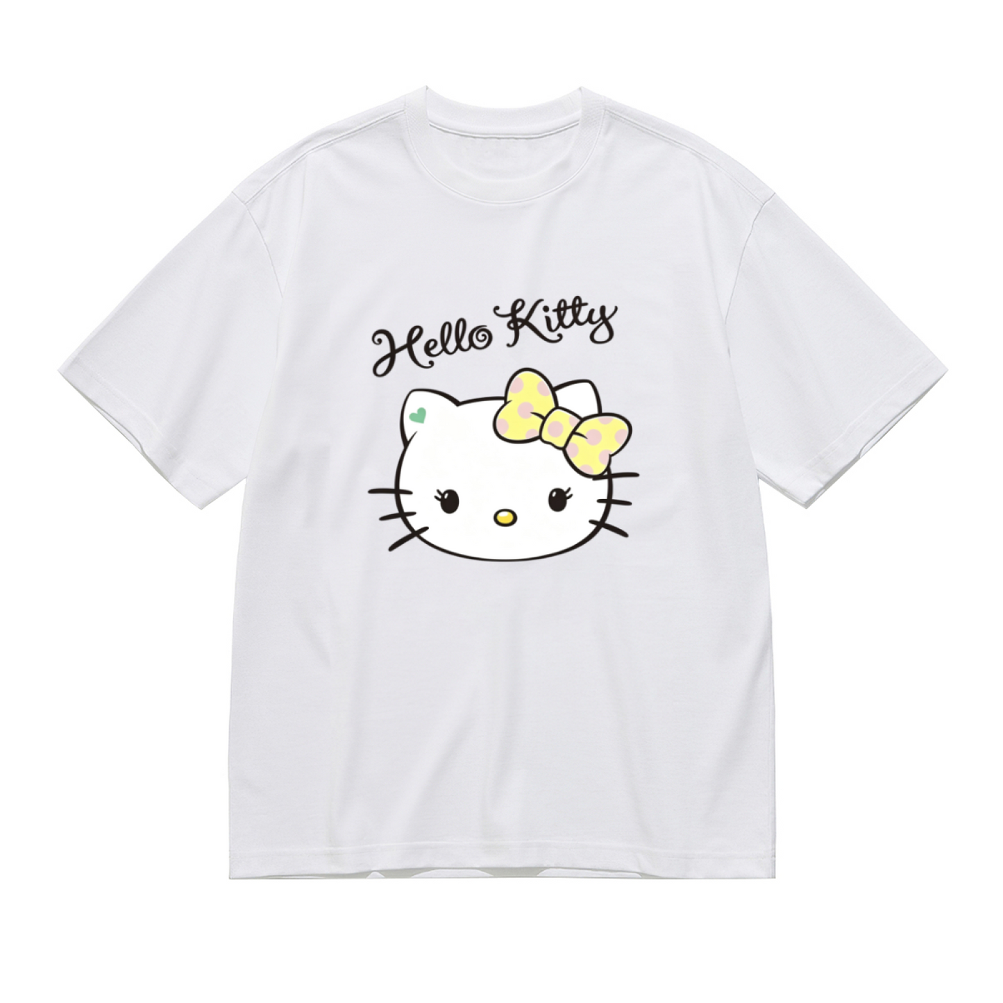 Sunny Yellow Polka?Dot Bow Hello Kitty Casual Plus?Size Top