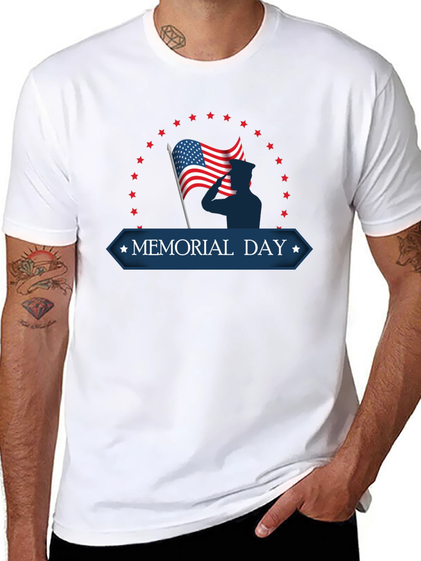 Memorial Day T-Shirt - Patriotic USA Flag Design