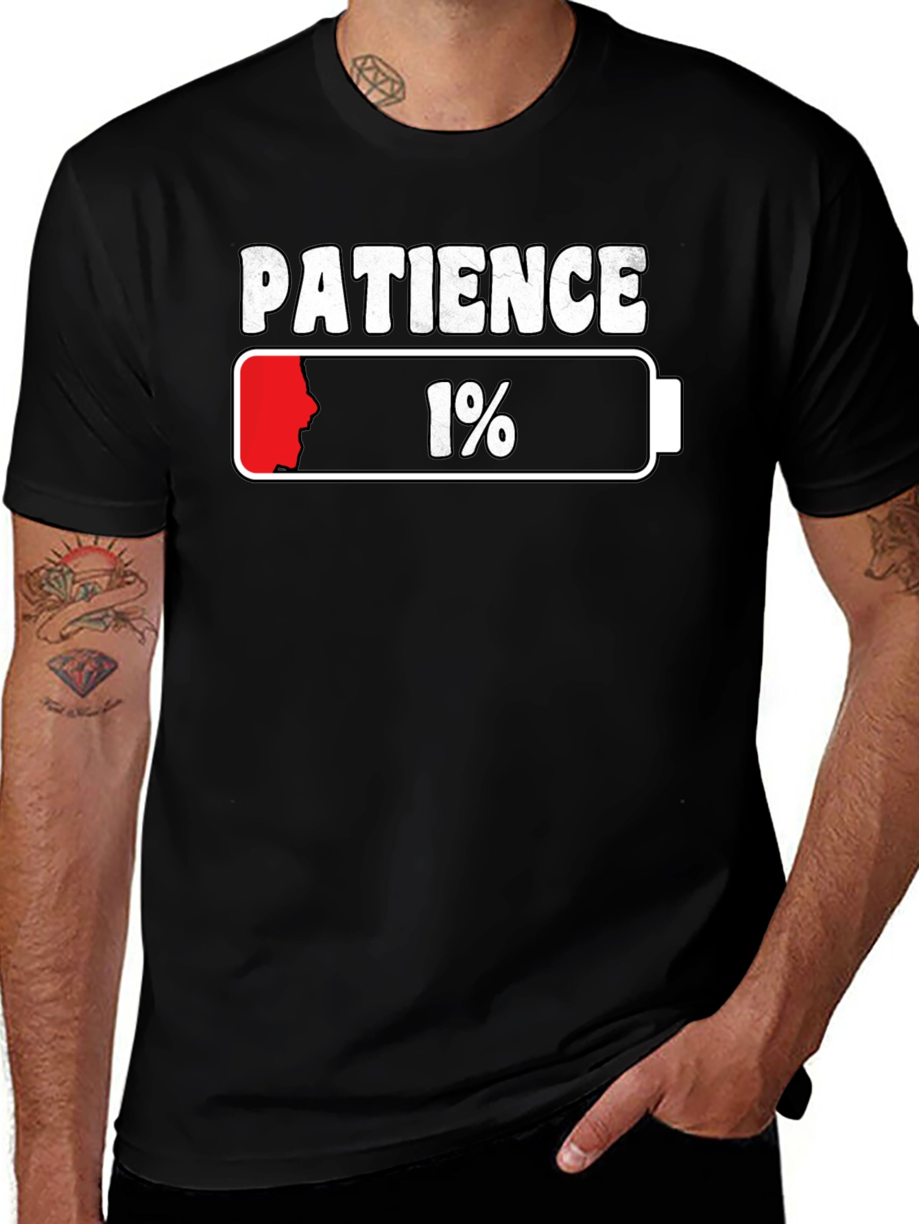 Patience 1% Low Battery Graphic T-Shirt