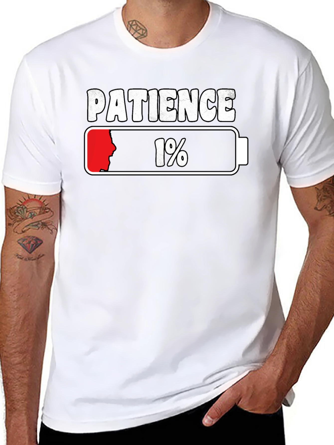 Patience 1% Low Battery Graphic T-Shirt