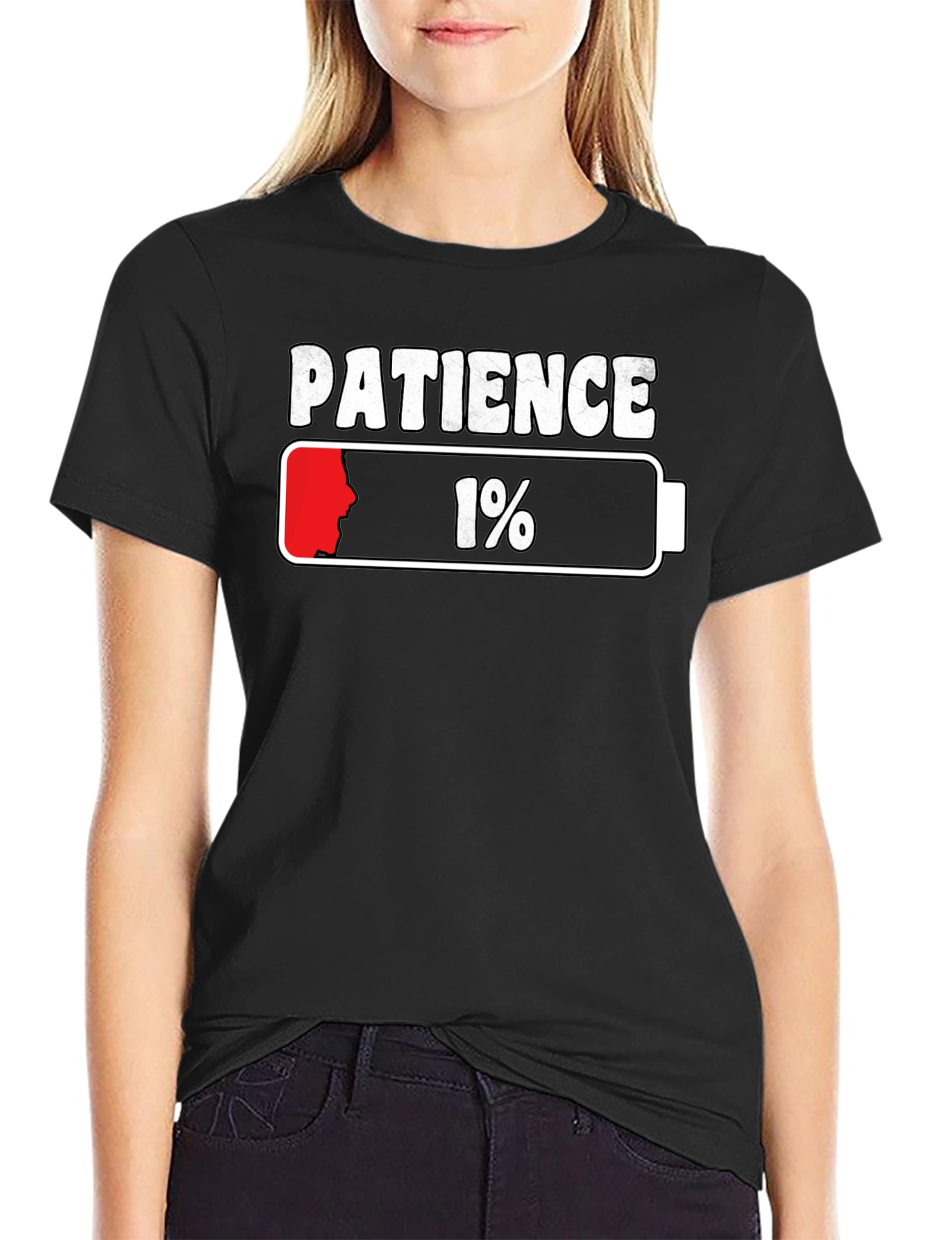 Patience 1% Low Battery Graphic T-Shirt