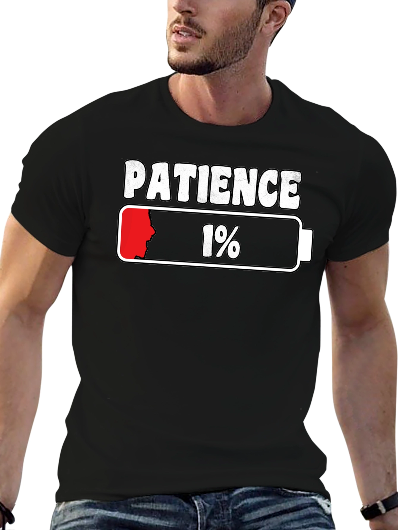 Patience 1% Low Battery Graphic T-Shirt