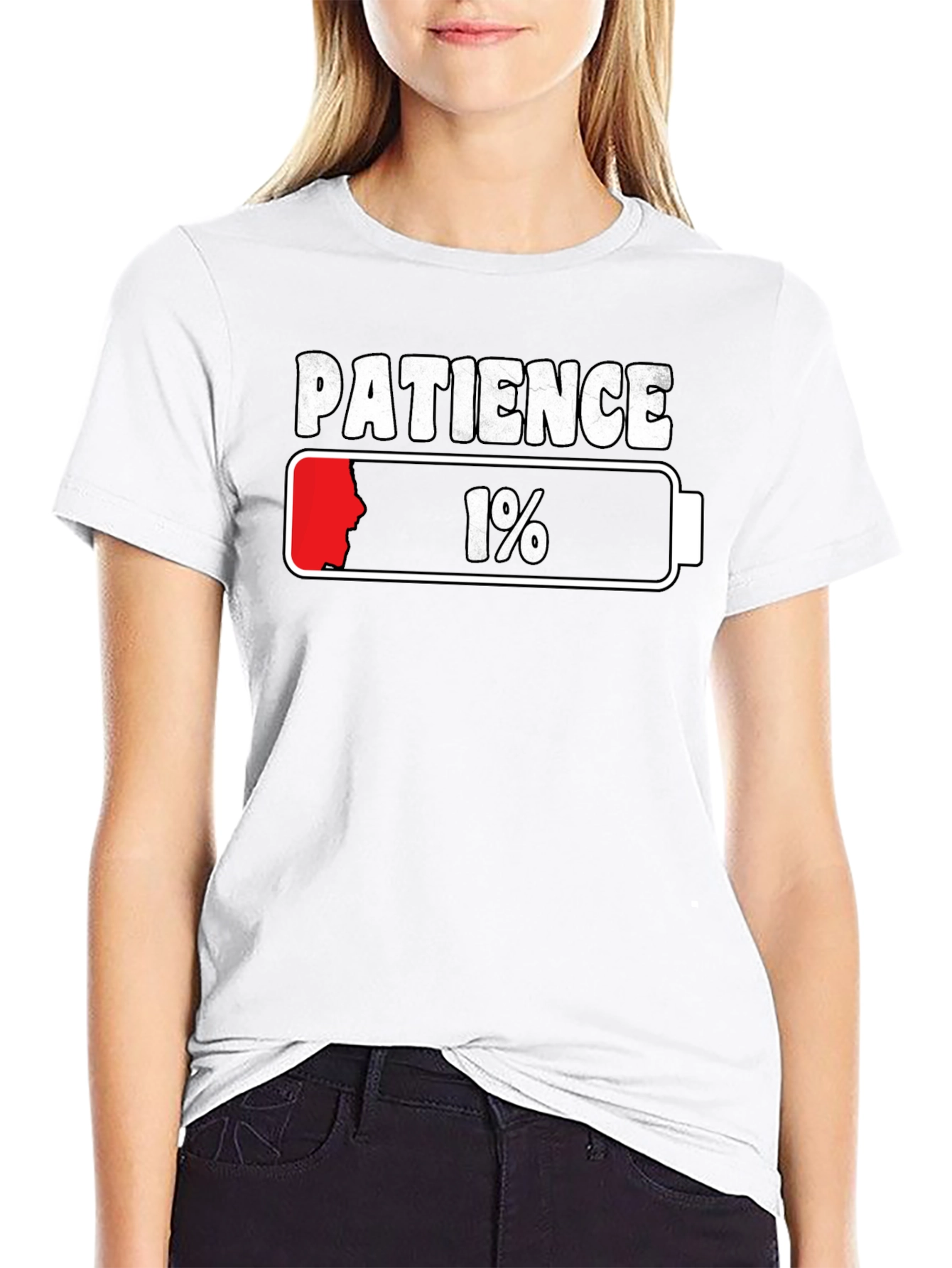 Patience 1% Low Battery Graphic T-Shirt