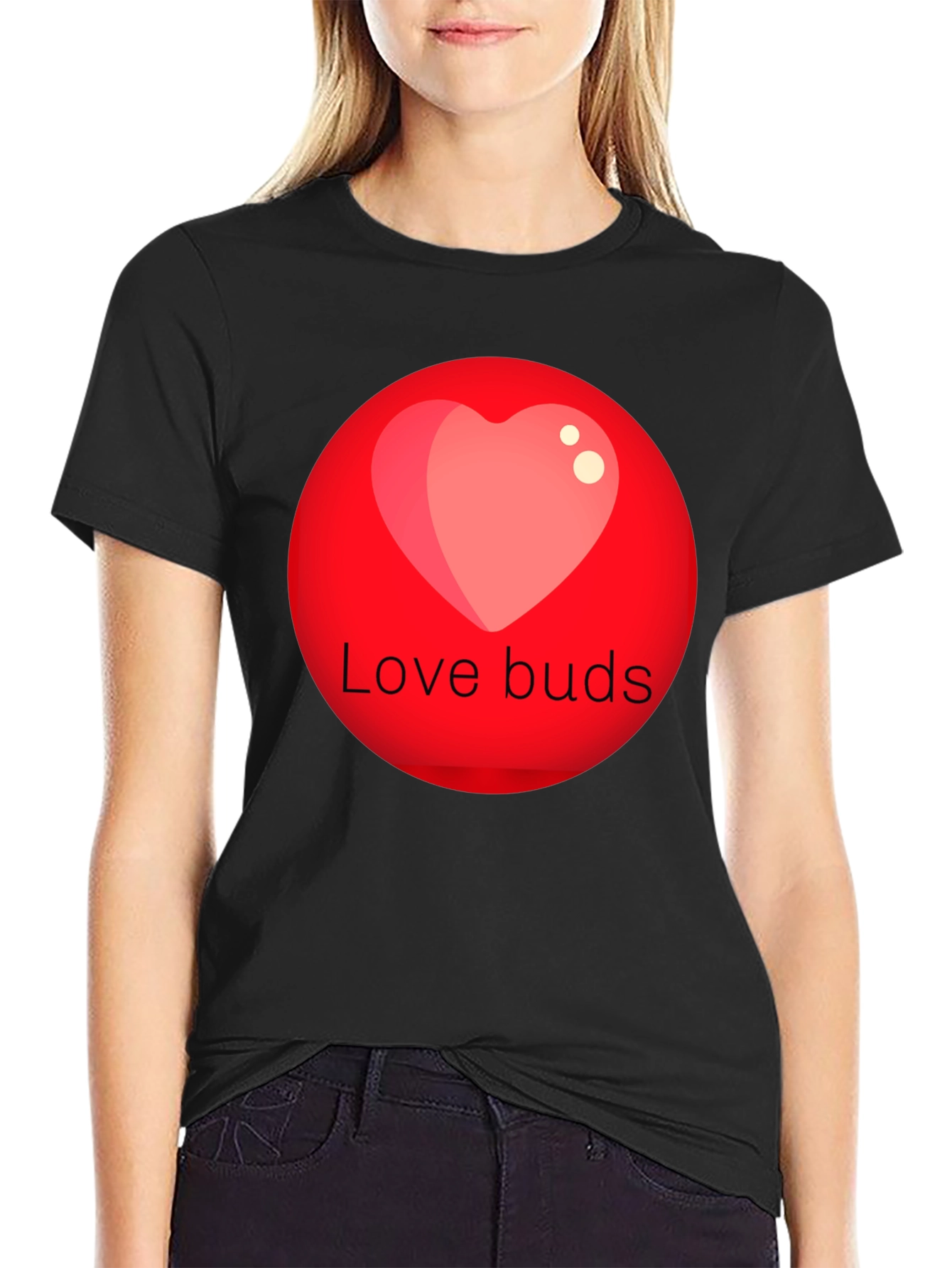 Love Buds Graphic Tee - Black Crew Neck