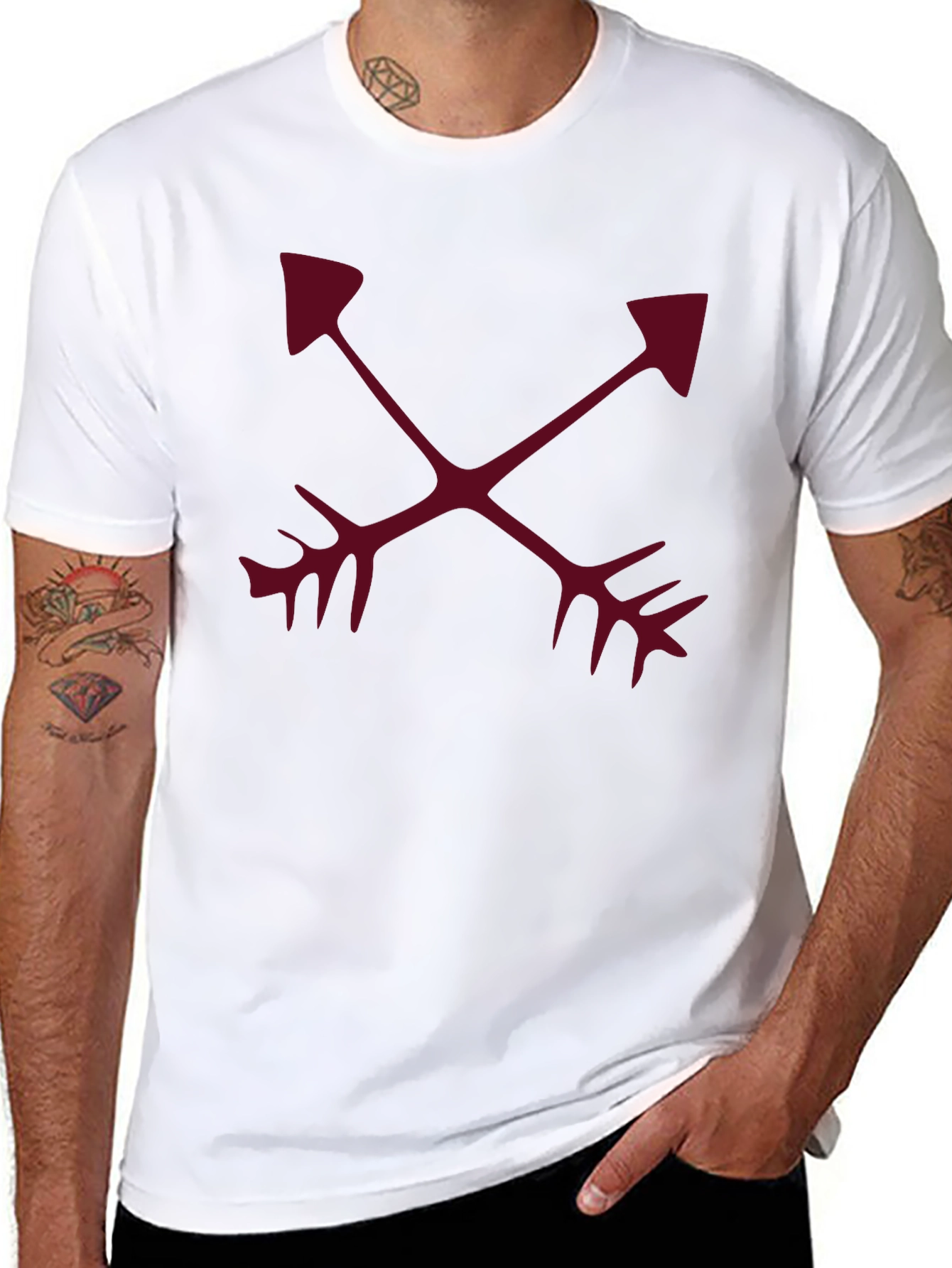 Crossed Arrows Graphic Tee - Casual Black T-Shirt