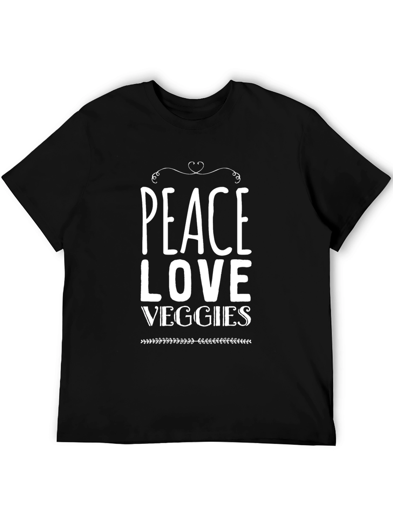 Peace Love Veggies Graphic Tee - Black Cotton T-Shirt