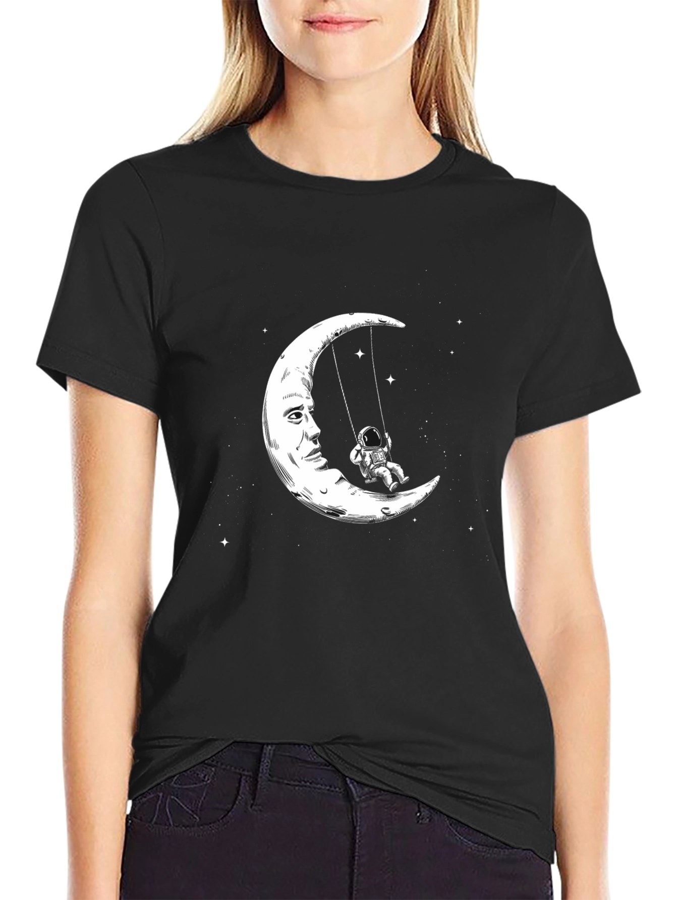 Astronaut Moon Swing Graphic Tee - Unique Design