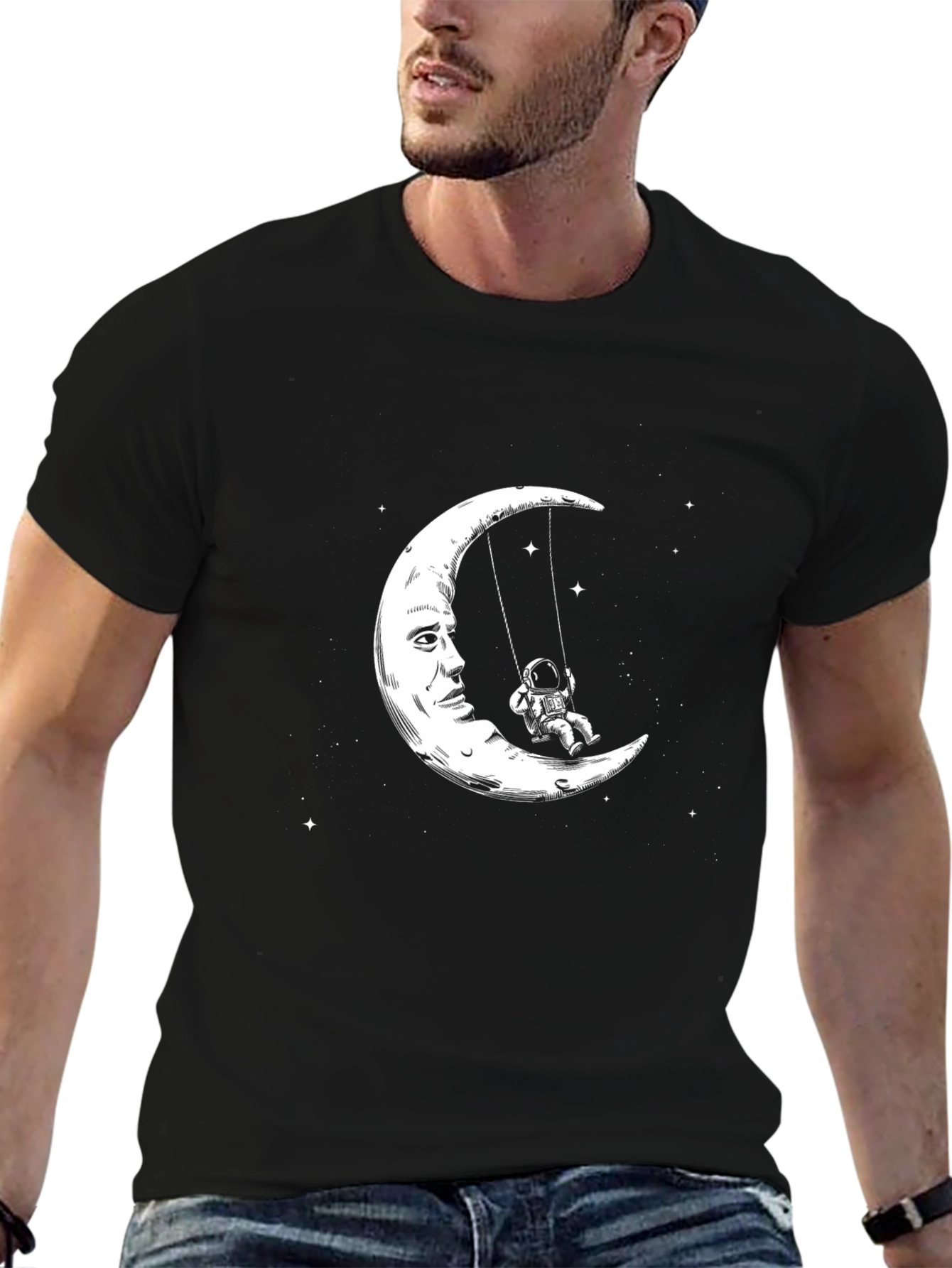 Astronaut Moon Swing Graphic Tee - Unique Design
