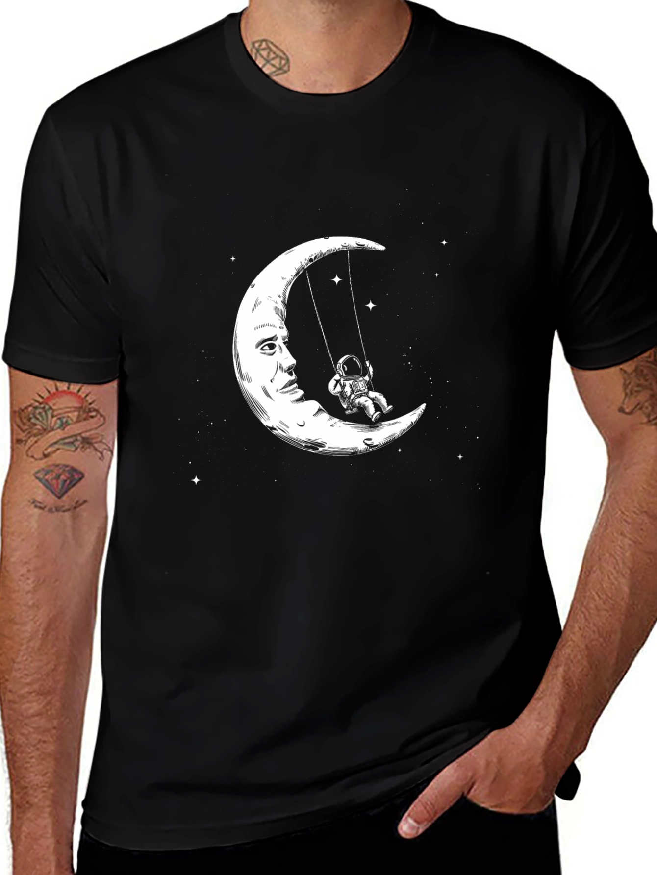 Astronaut Moon Swing Graphic Tee - Unique Design