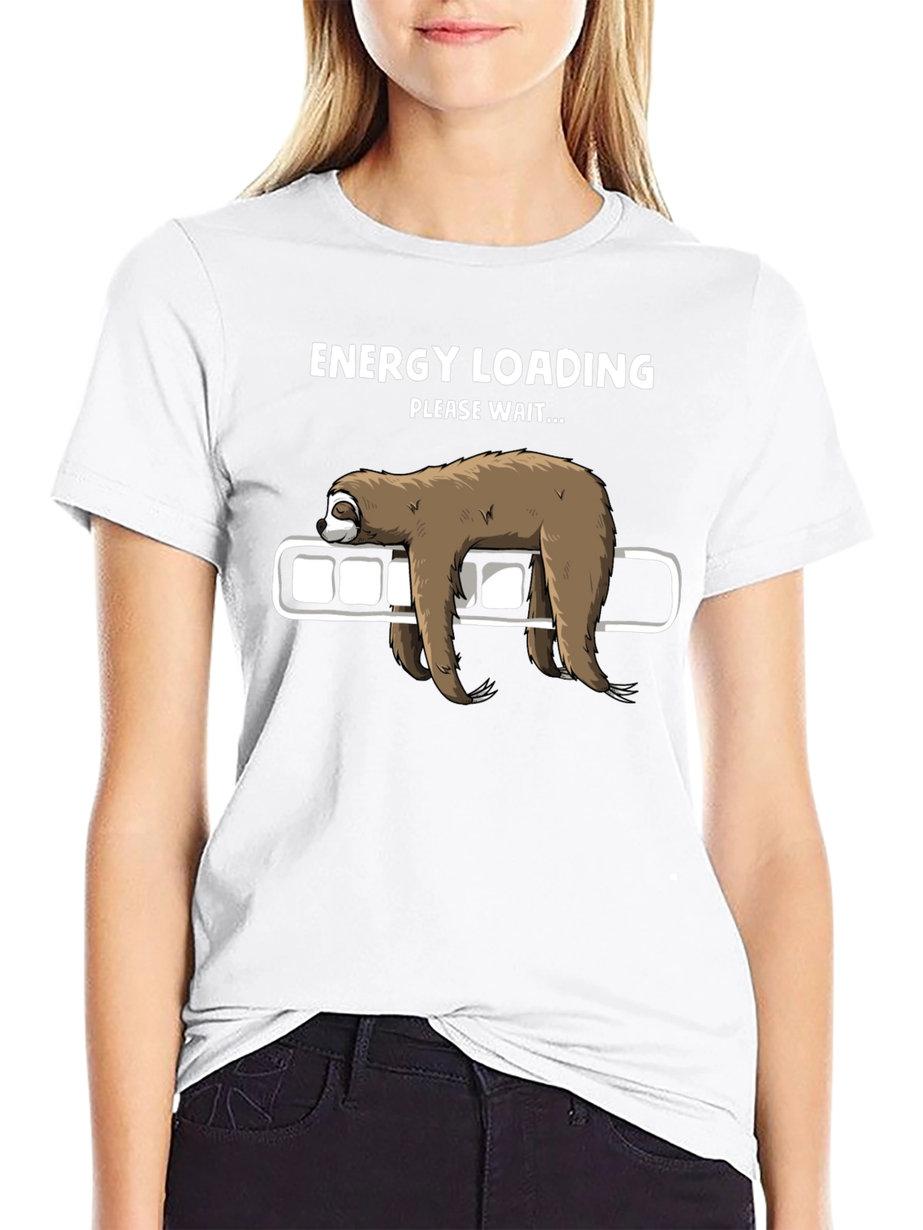 Energy Loading Sloth Graphic Tee - Funny Mens T-Shirt