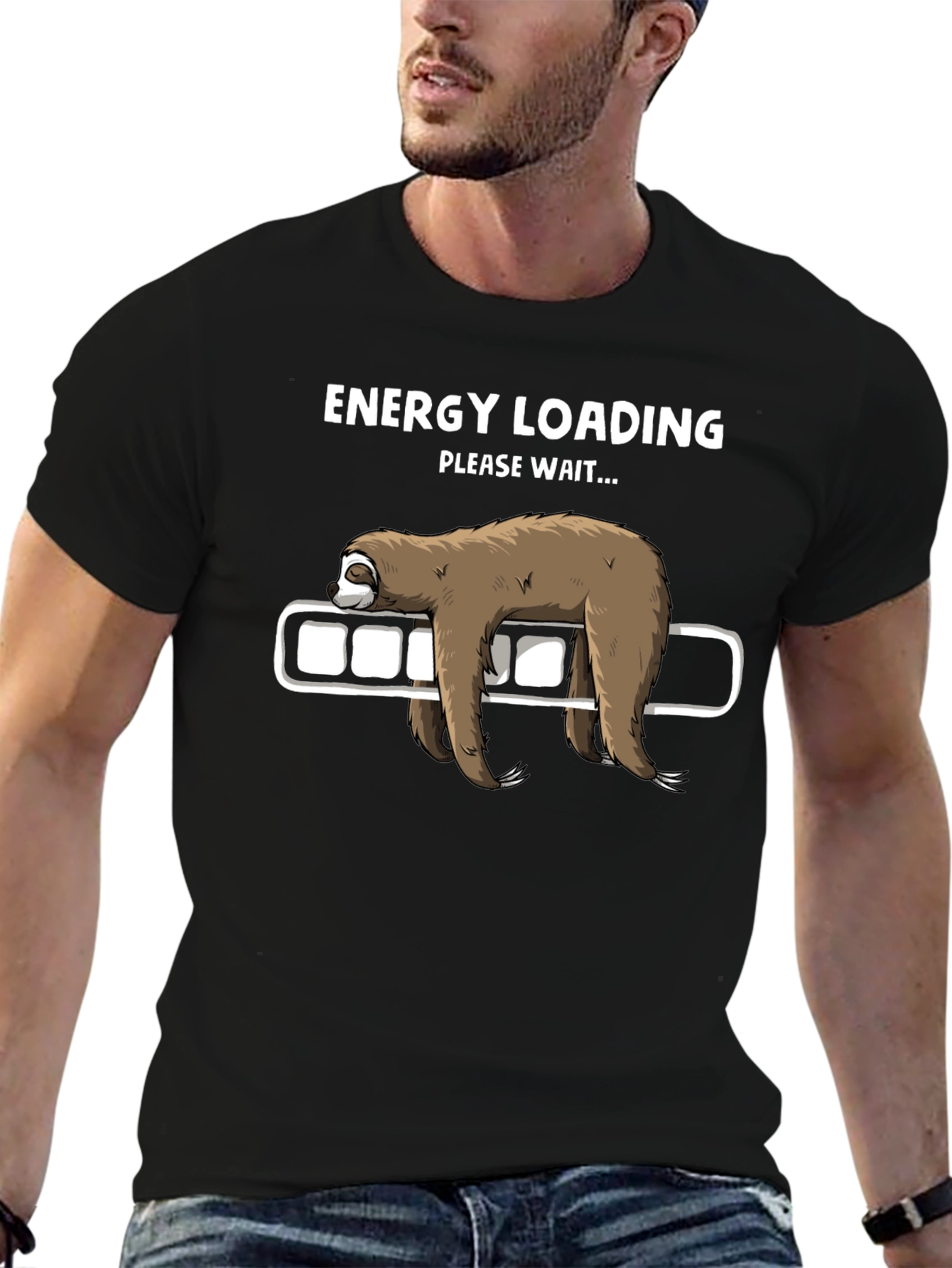 Energy Loading Sloth Graphic Tee - Funny Mens T-Shirt