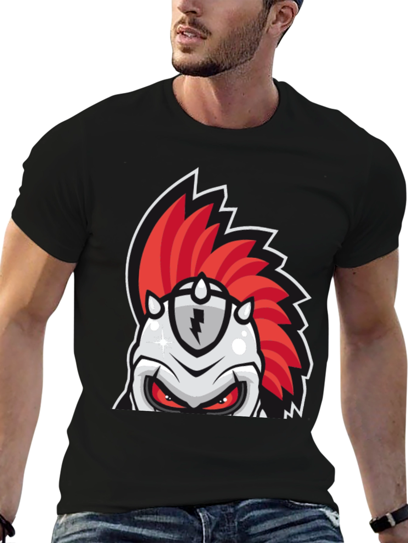 Red Mohawk Knight Graphic Tee