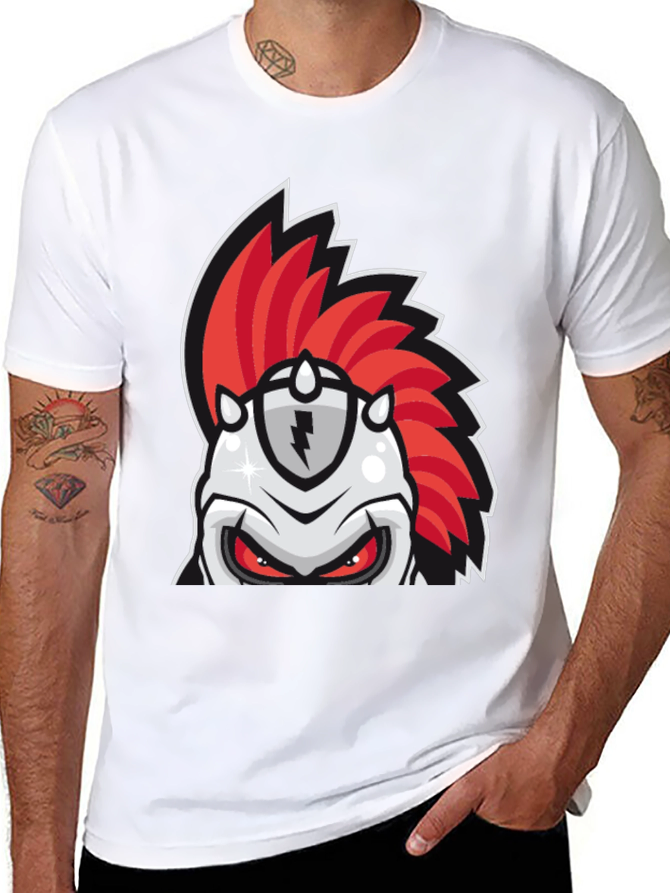 Red Mohawk Knight Graphic Tee
