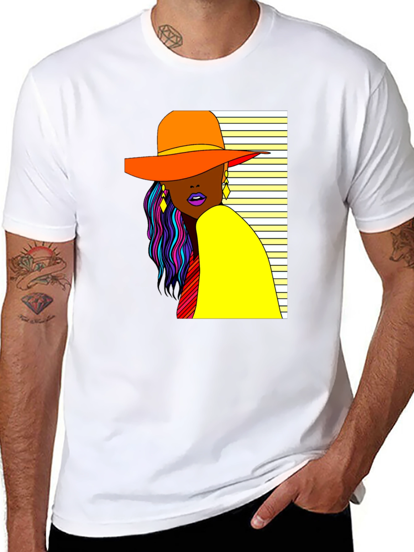 Trendy Woman Graphic Tee - Stylish Black T-Shirt