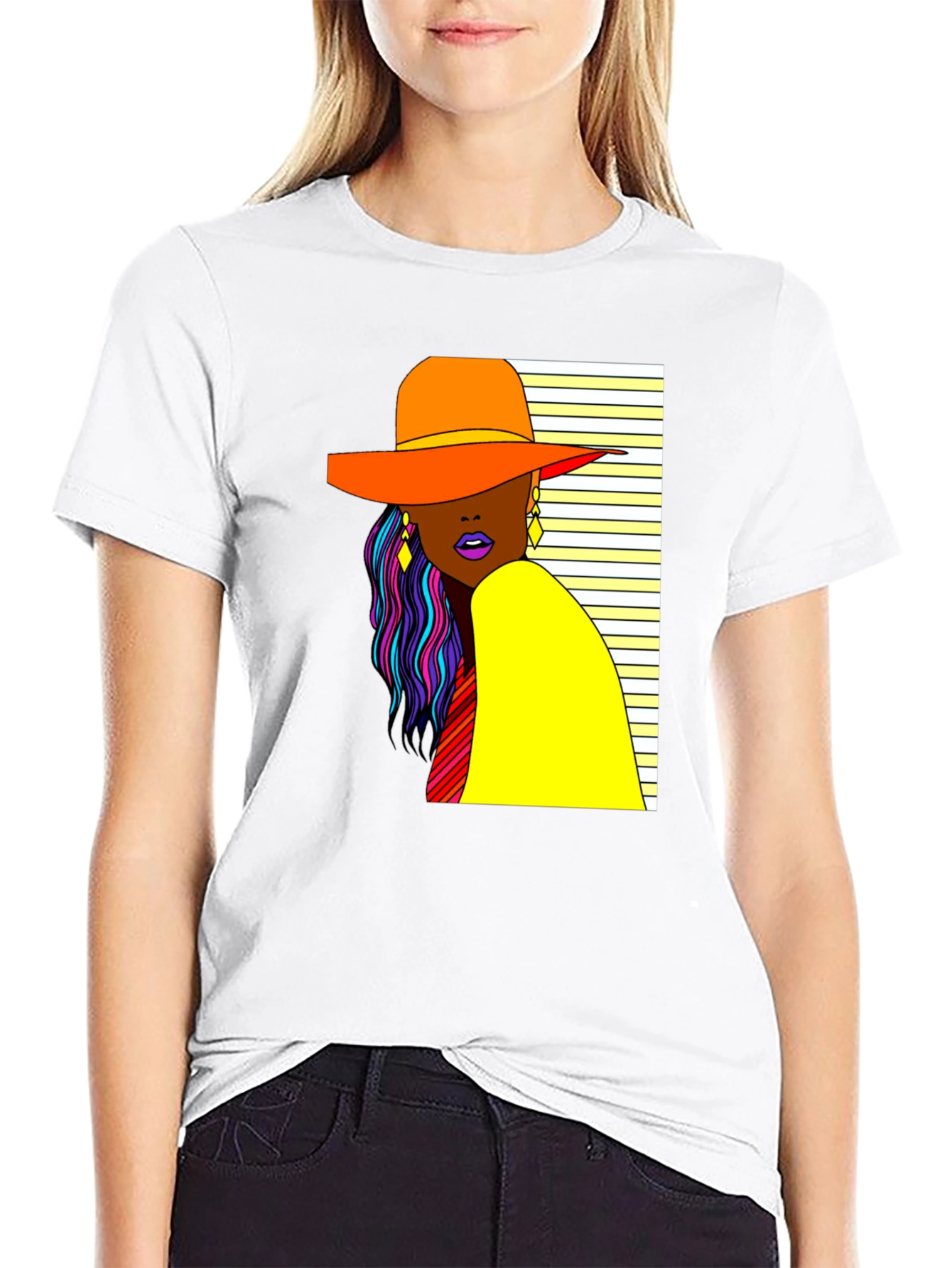 Trendy Woman Graphic Tee - Stylish Black T-Shirt
