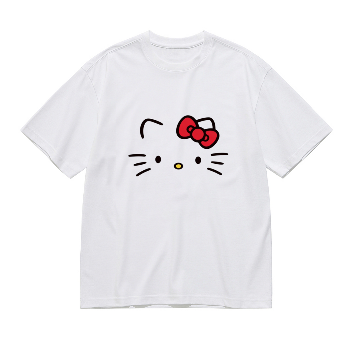Minimalist Hello Kitty Face Icon Simple Plus?Size Women Tee