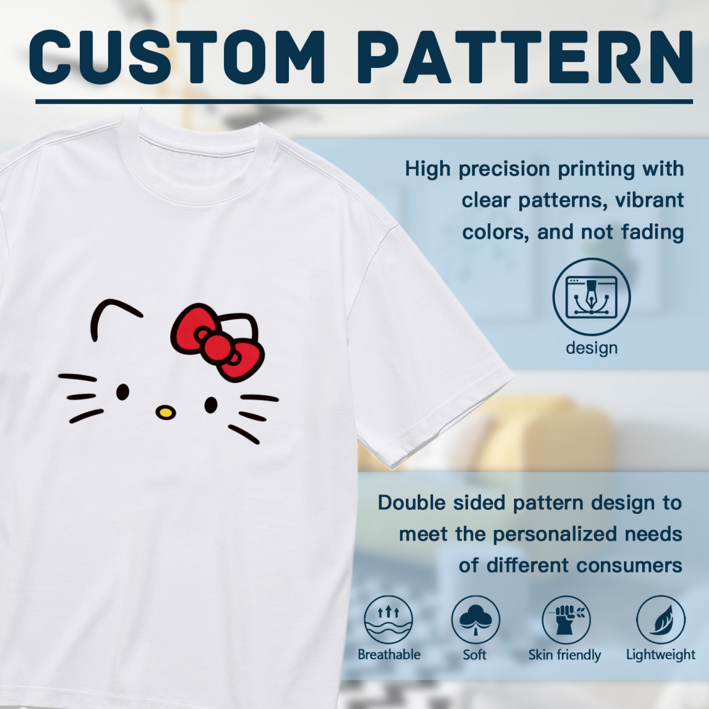Minimalist Hello Kitty Face Icon Simple Plus?Size Women Tee