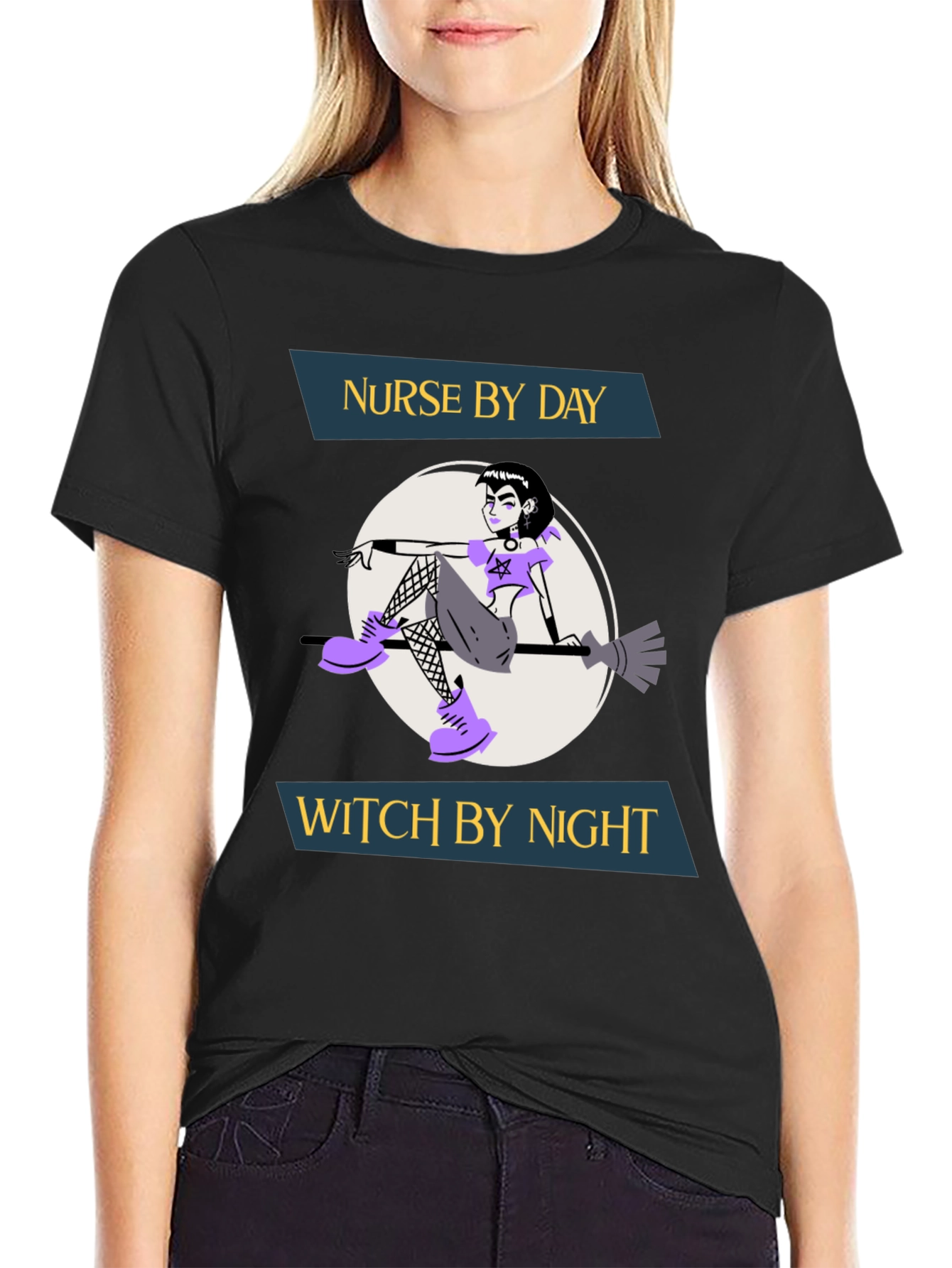 Nurse by Day Witch by Night Graphic T-Shirt