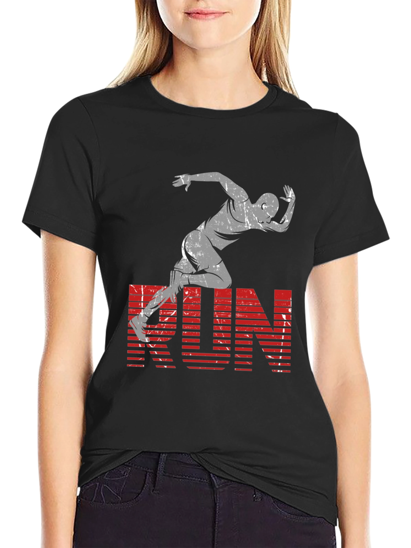Mens Black RUN Graphic Tee