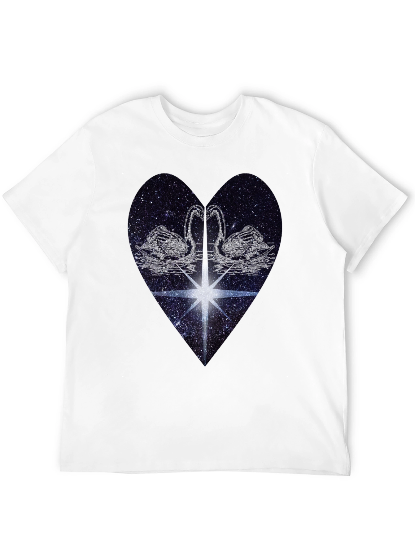 Swan Heart Graphic Tee - Black Cotton Comfort