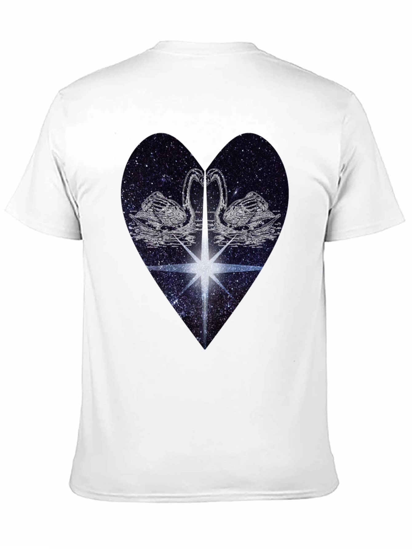 Swan Heart Graphic Tee - Black Cotton Comfort