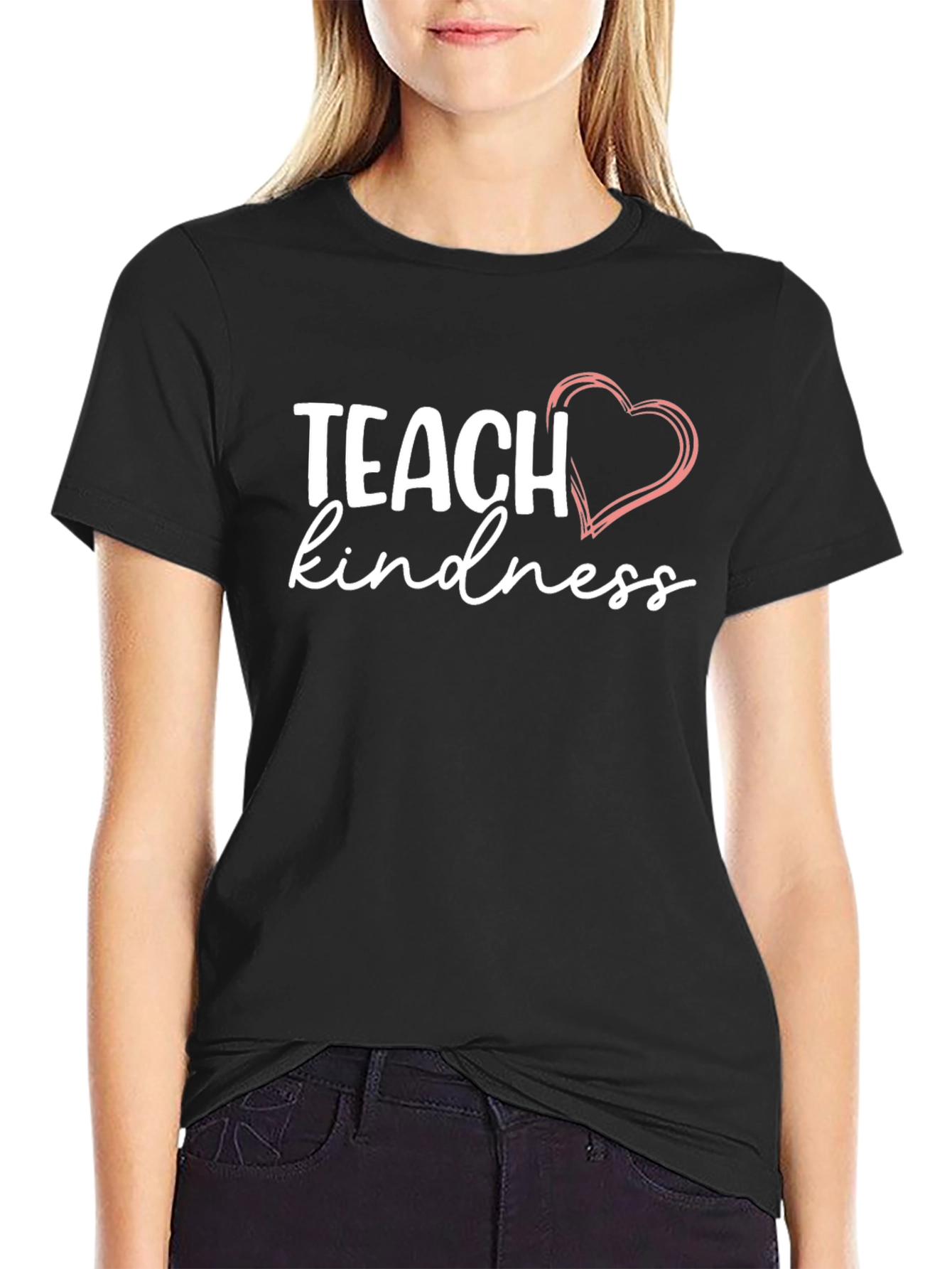 Teach Kindness T-Shirt with Heart Graphic