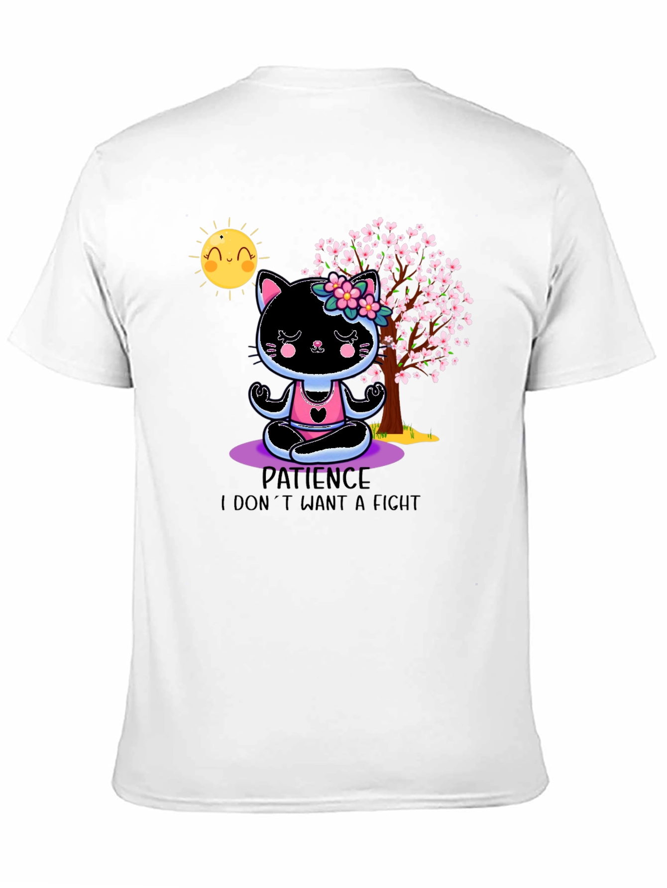 Patience Cat Yoga T-Shirt - Cute Meditating Kitten Tee