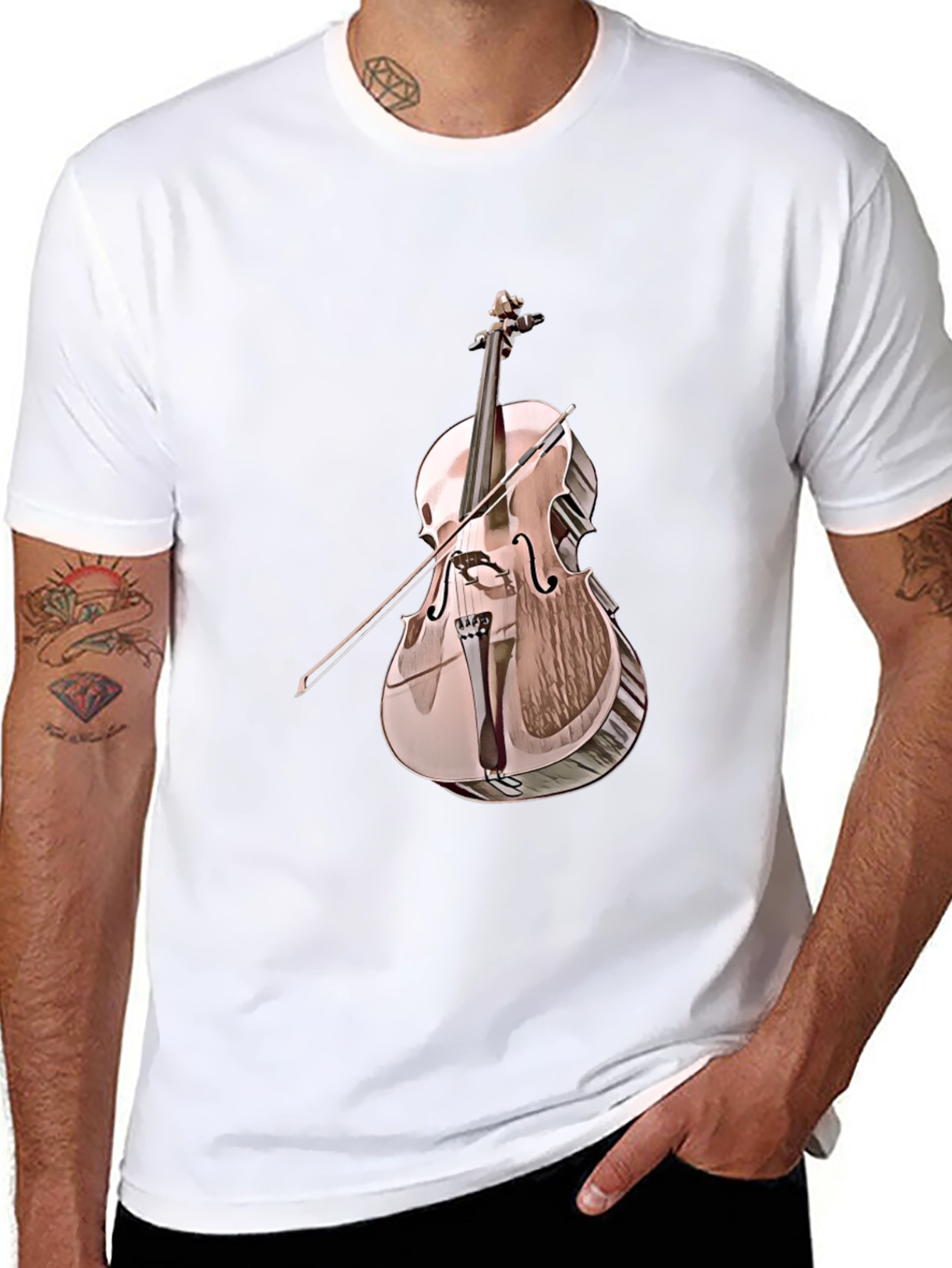 Cello Graphic Tee - Musical Instrument Print