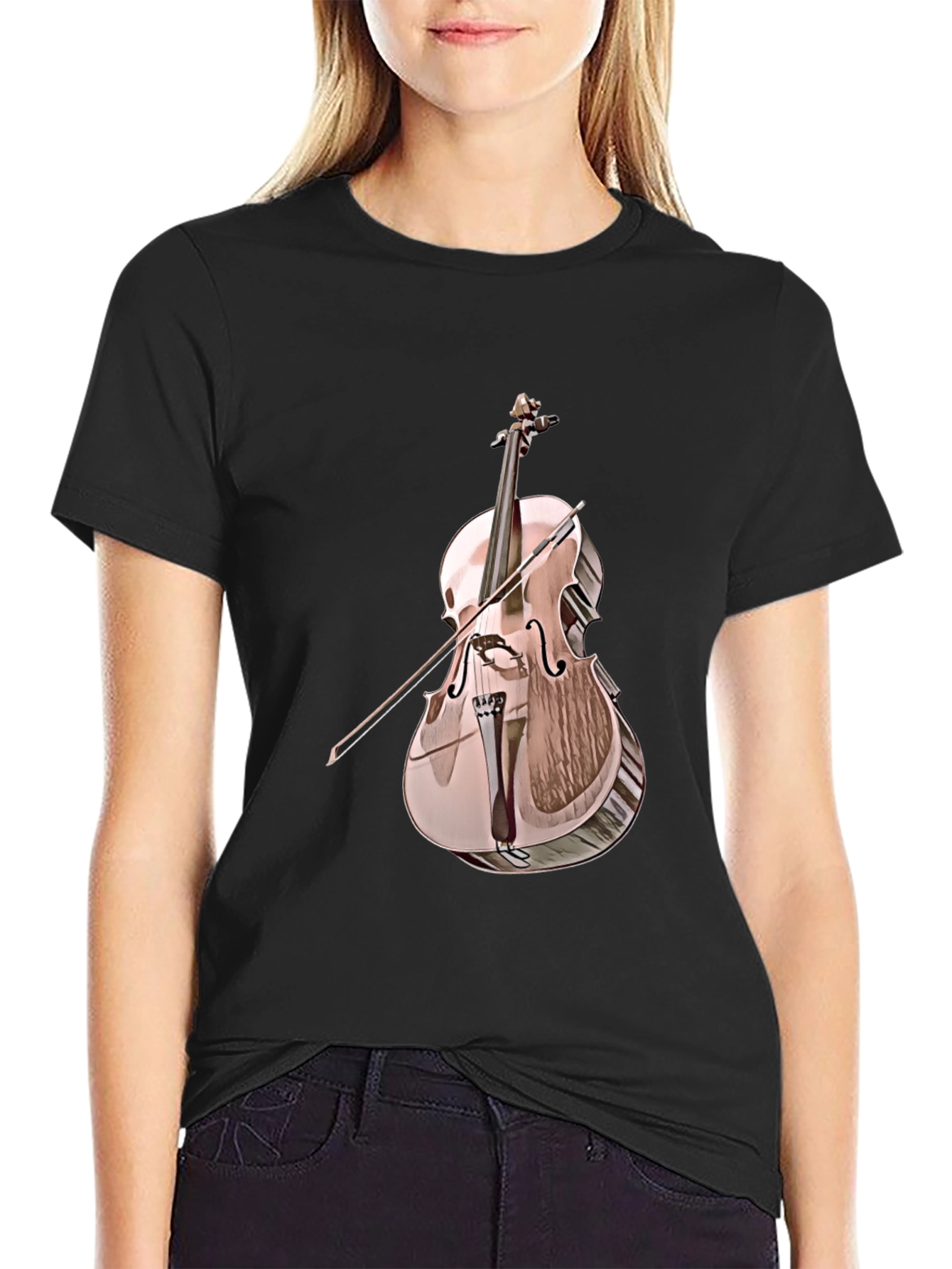 Cello Graphic Tee - Musical Instrument Print
