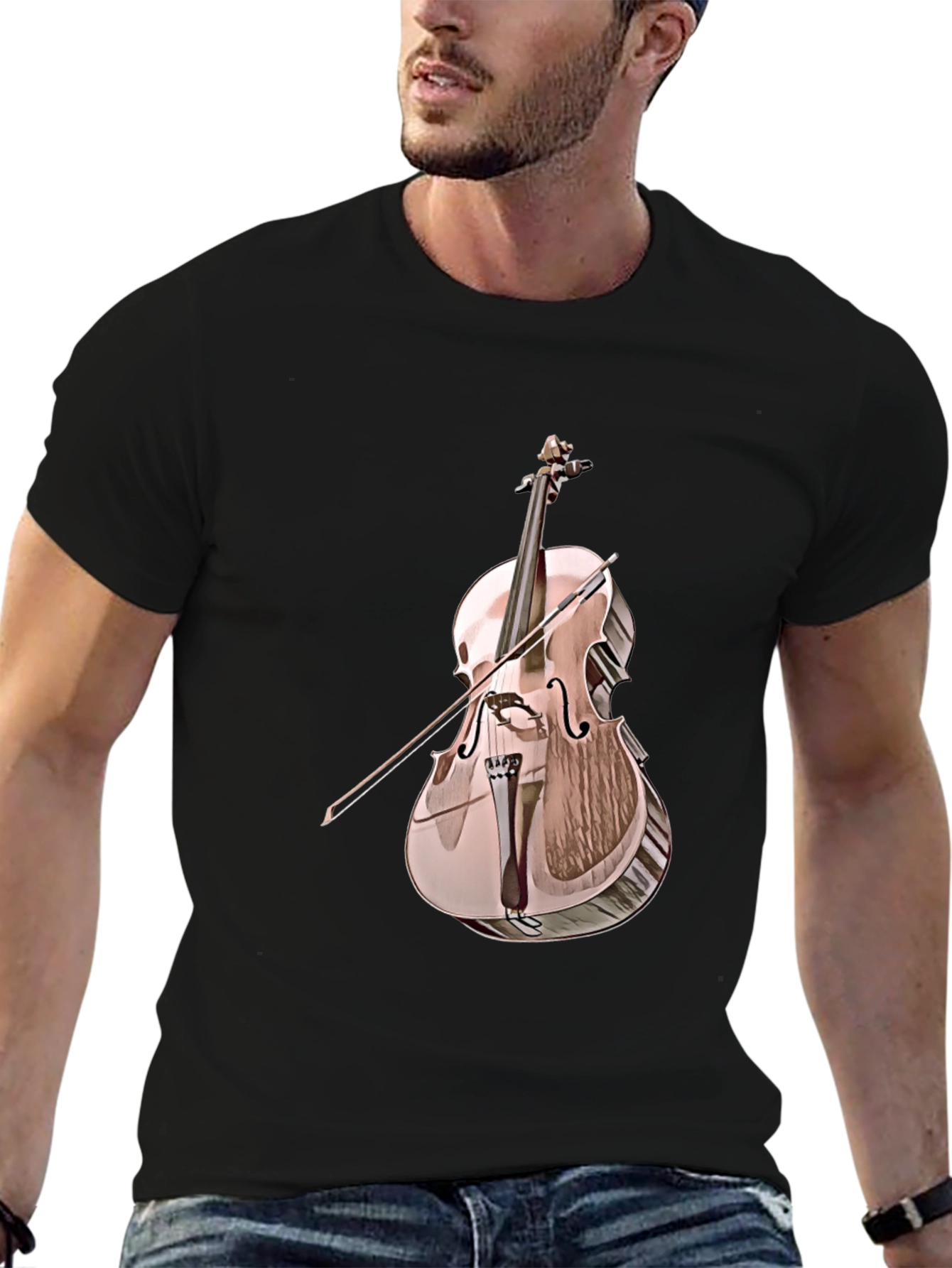 Cello Graphic Tee - Musical Instrument Print
