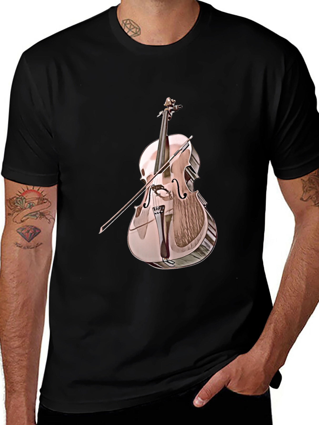 Cello Graphic Tee - Musical Instrument Print