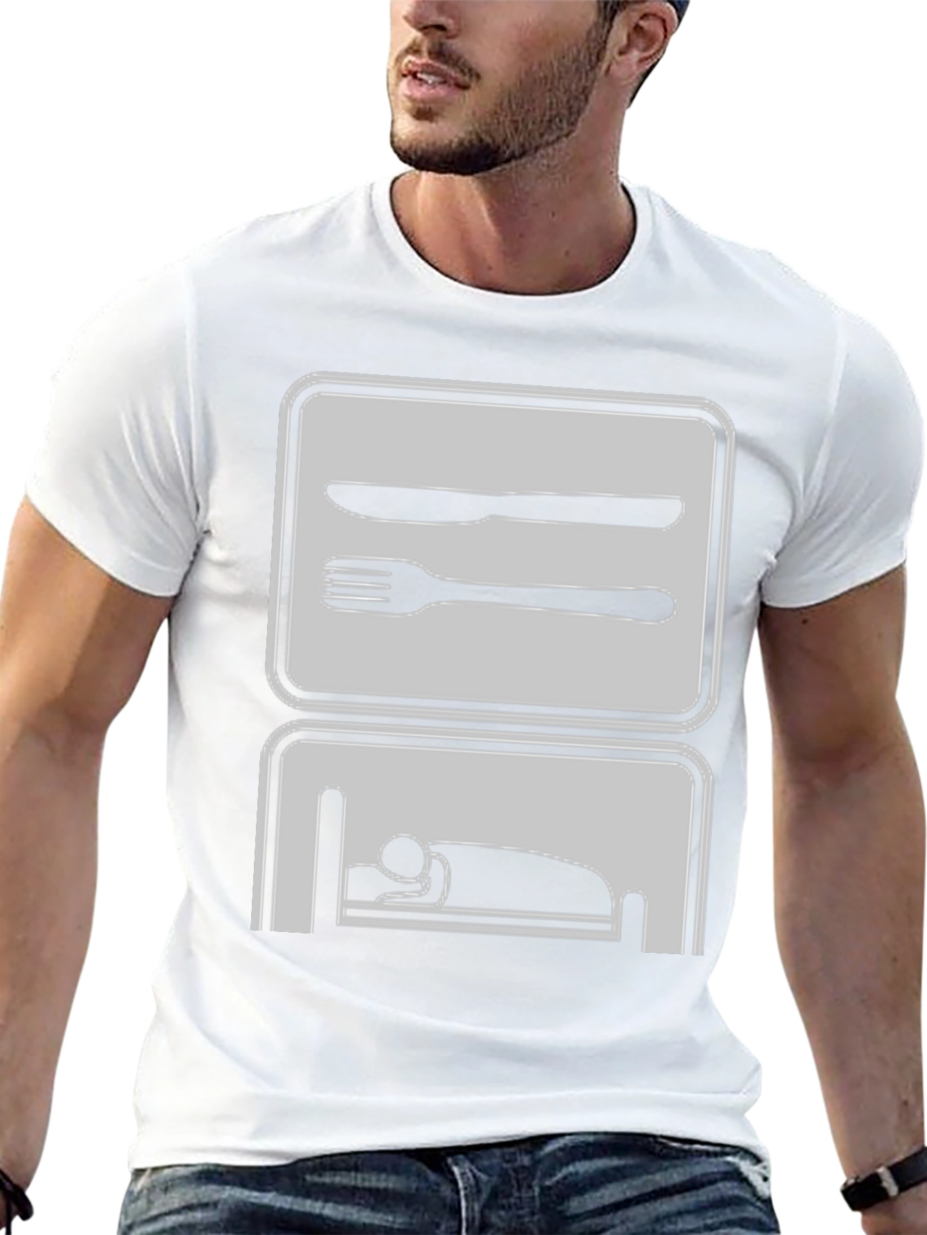 Eat Sleep Repeat Funny Graphic Tee