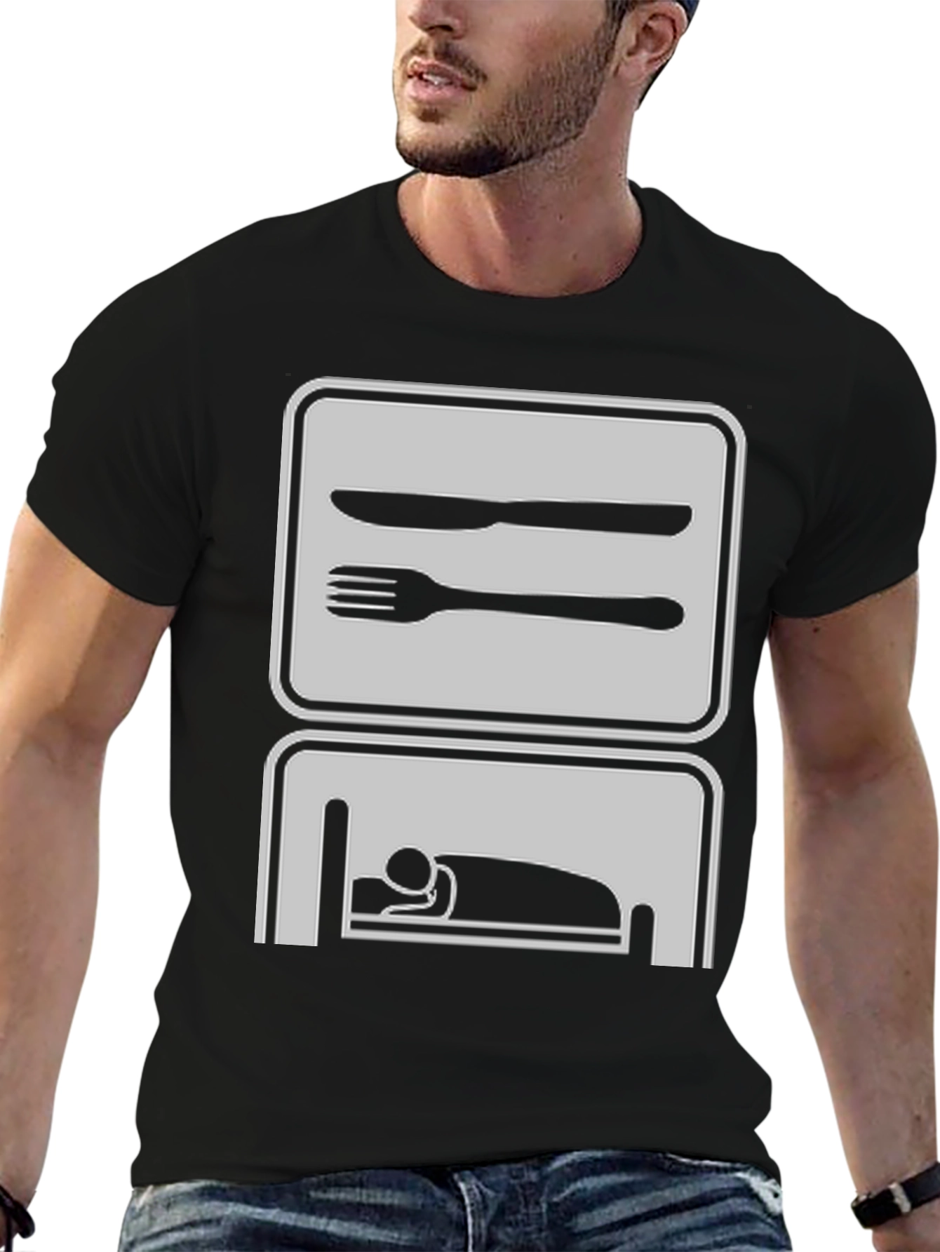 Eat Sleep Repeat Funny Graphic Tee