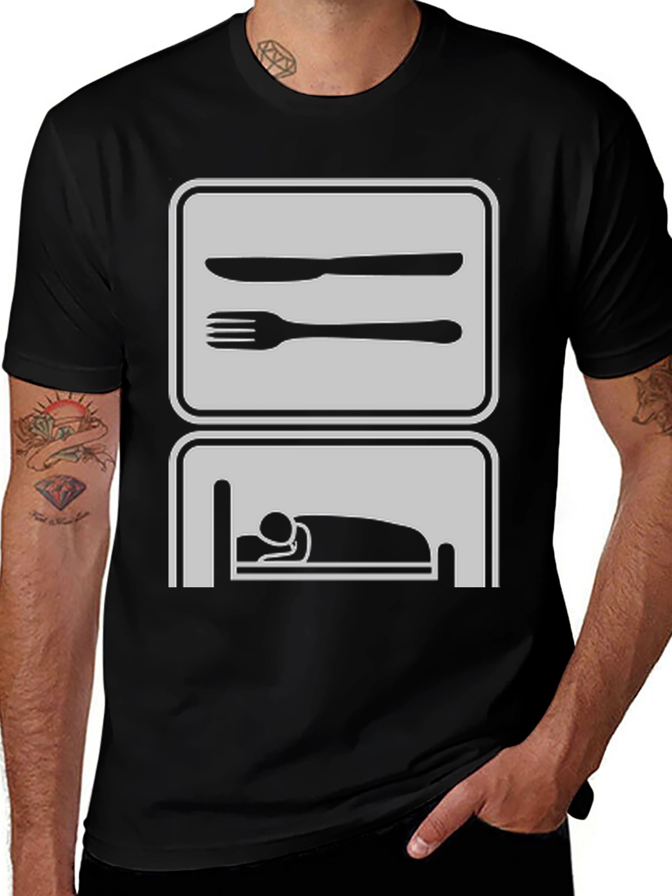 Eat Sleep Repeat Funny Graphic Tee