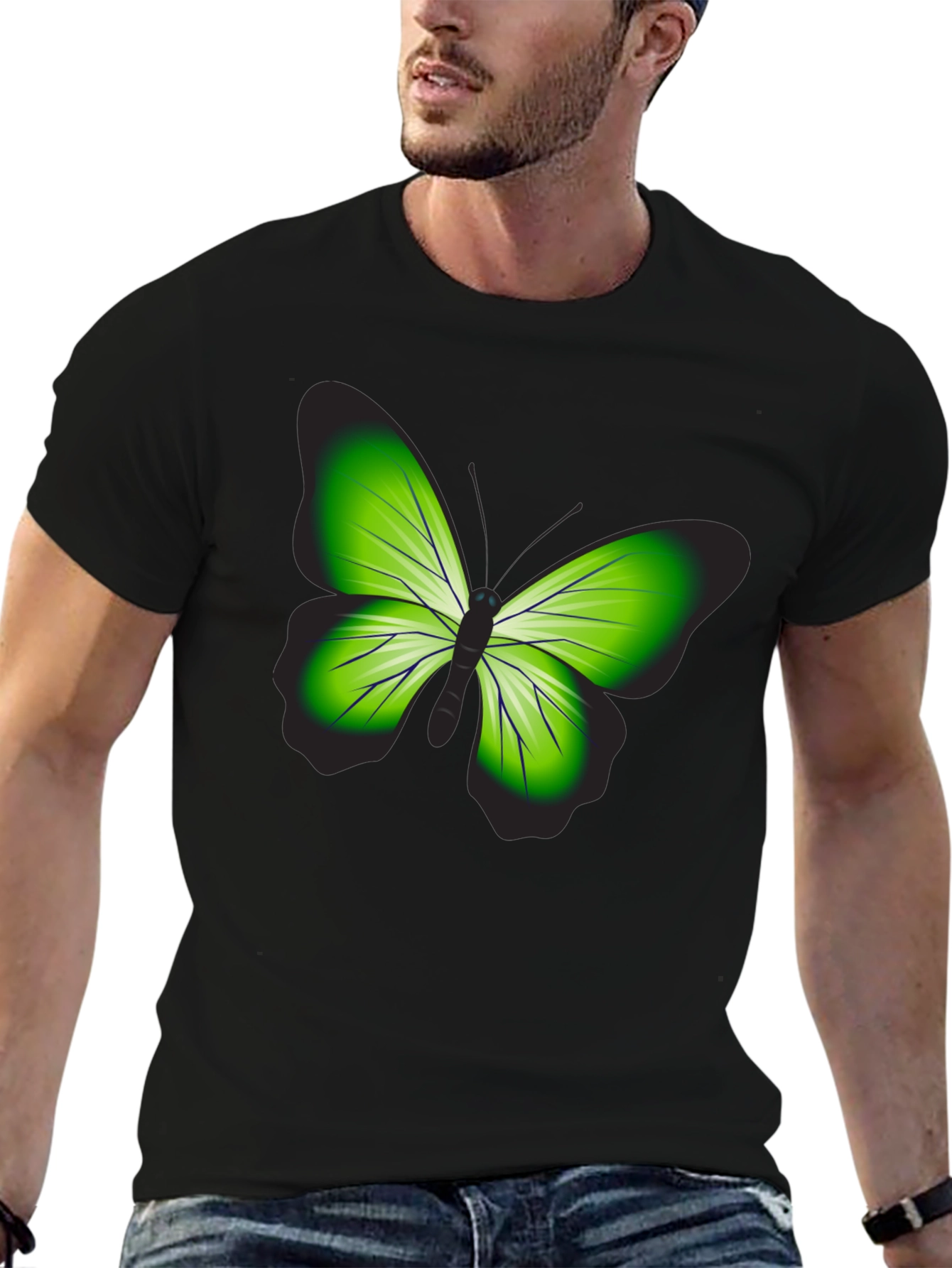 Butterfly Graphic Tee - Casual Black T-Shirt