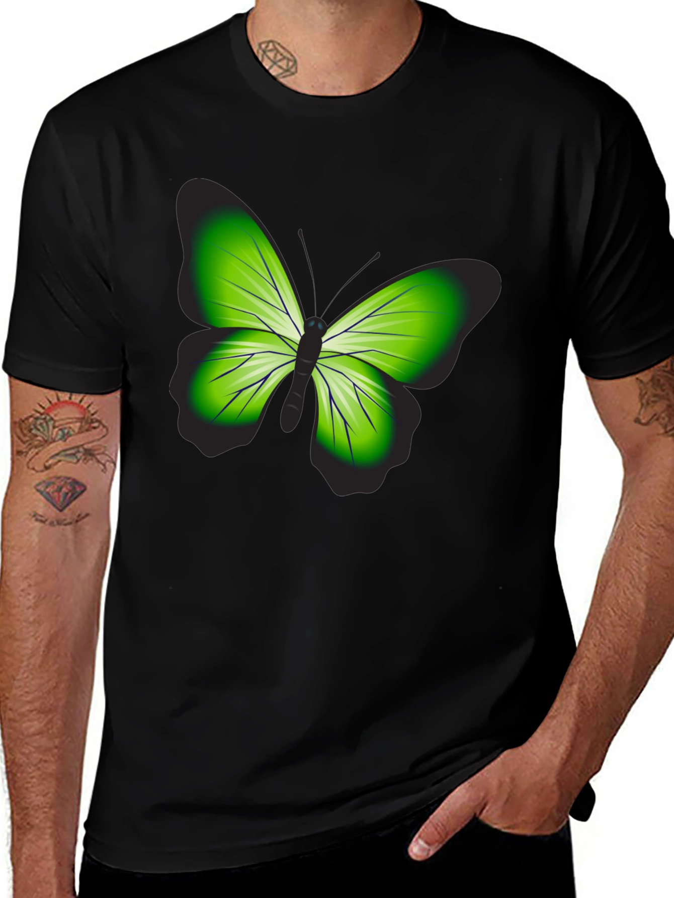 Butterfly Graphic Tee - Casual Black T-Shirt