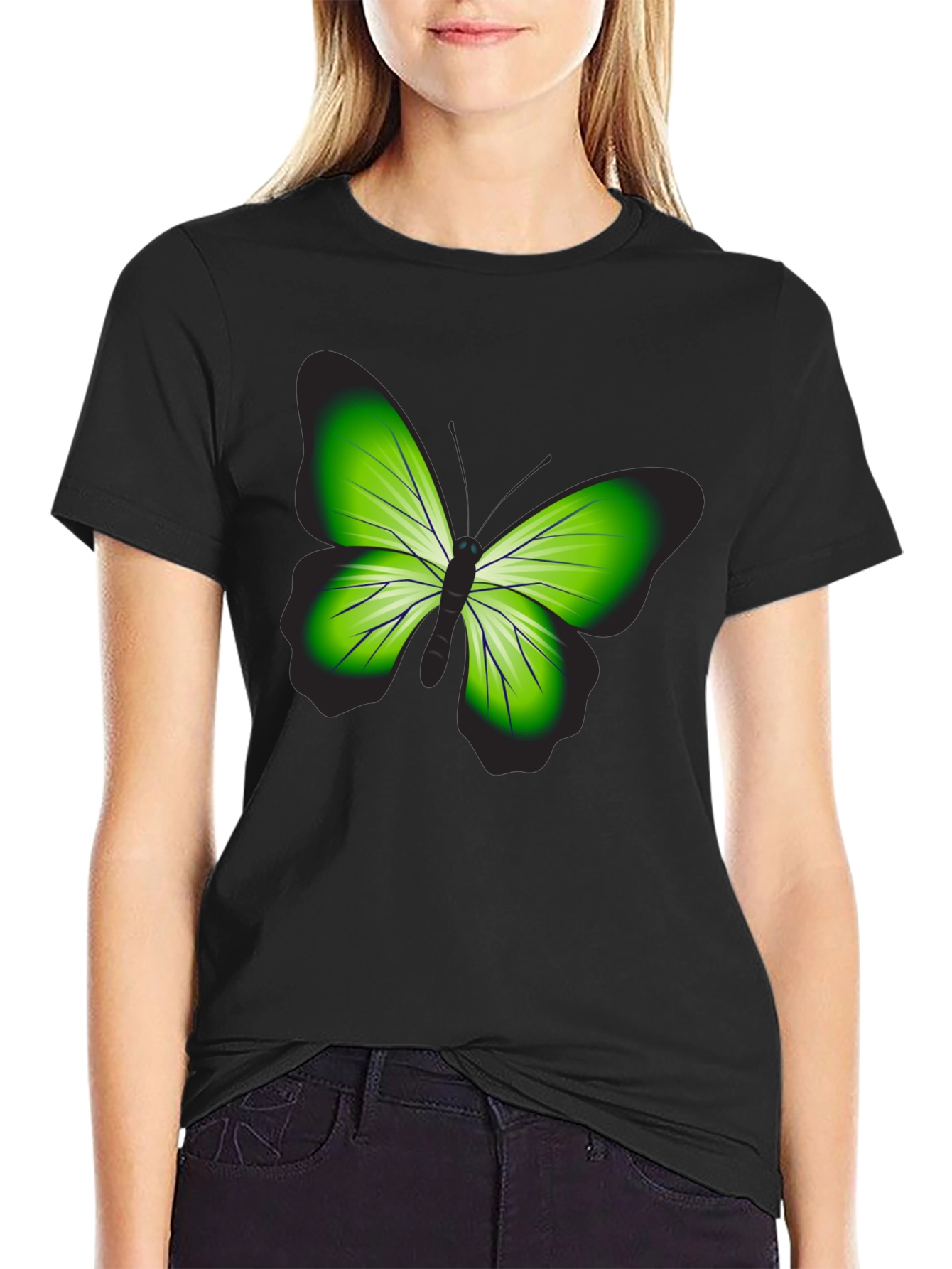 Butterfly Graphic Tee - Casual Black T-Shirt