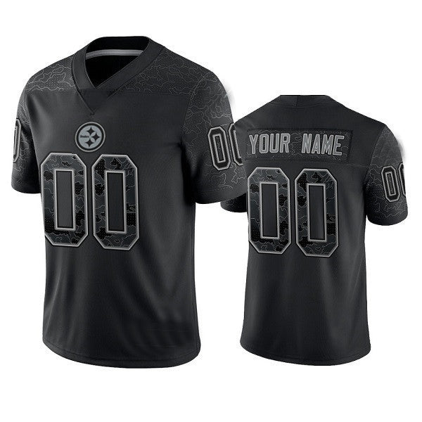 Custom1 Pittsburgh Steelers Active Player  Reflective Limited Stitched Jerseys Black Football Jerseys