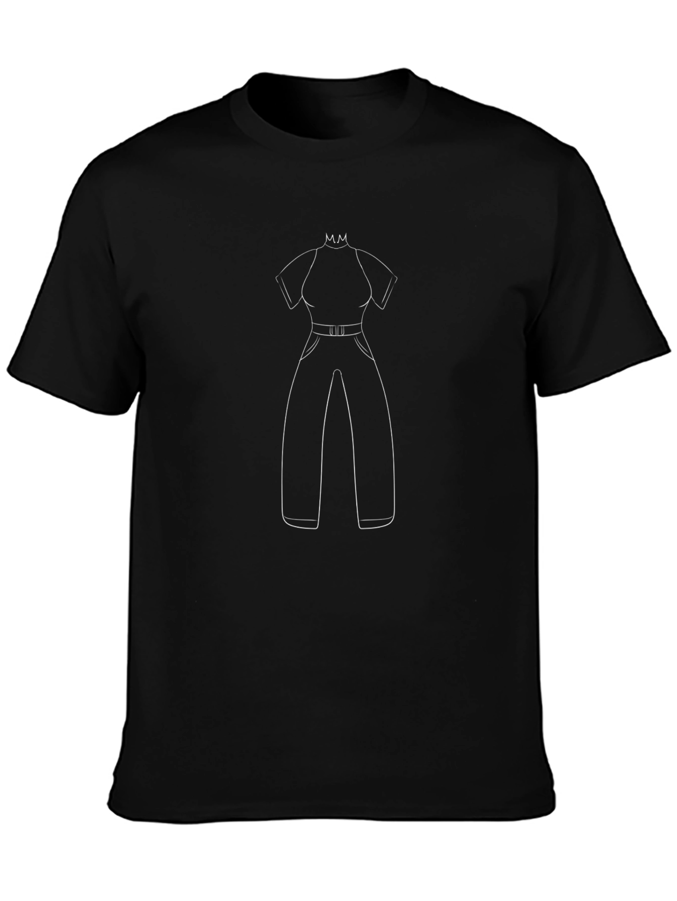 Black T-Shirt with Jumpsuit Graphic