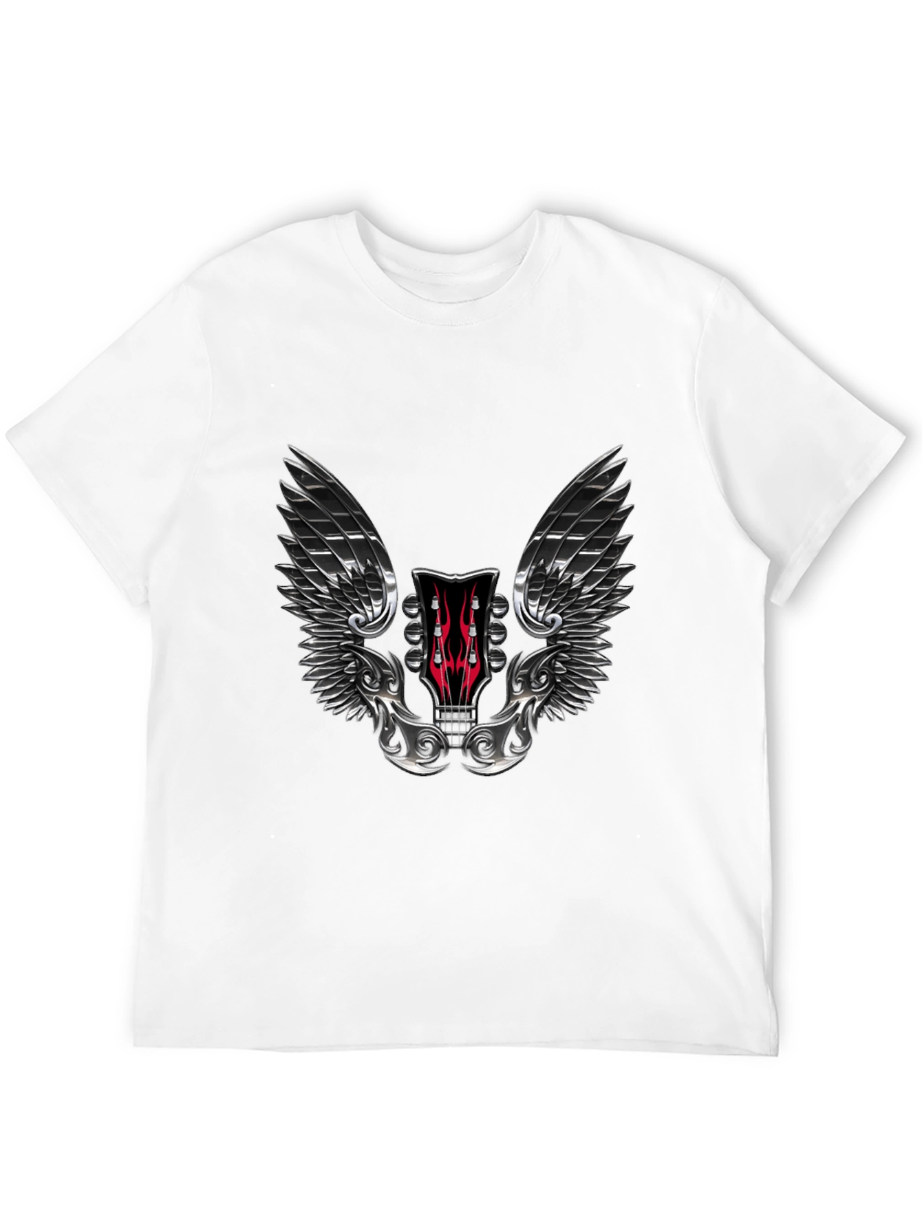 Winged Guitar Headstock Graphic Tee - Rocker Style