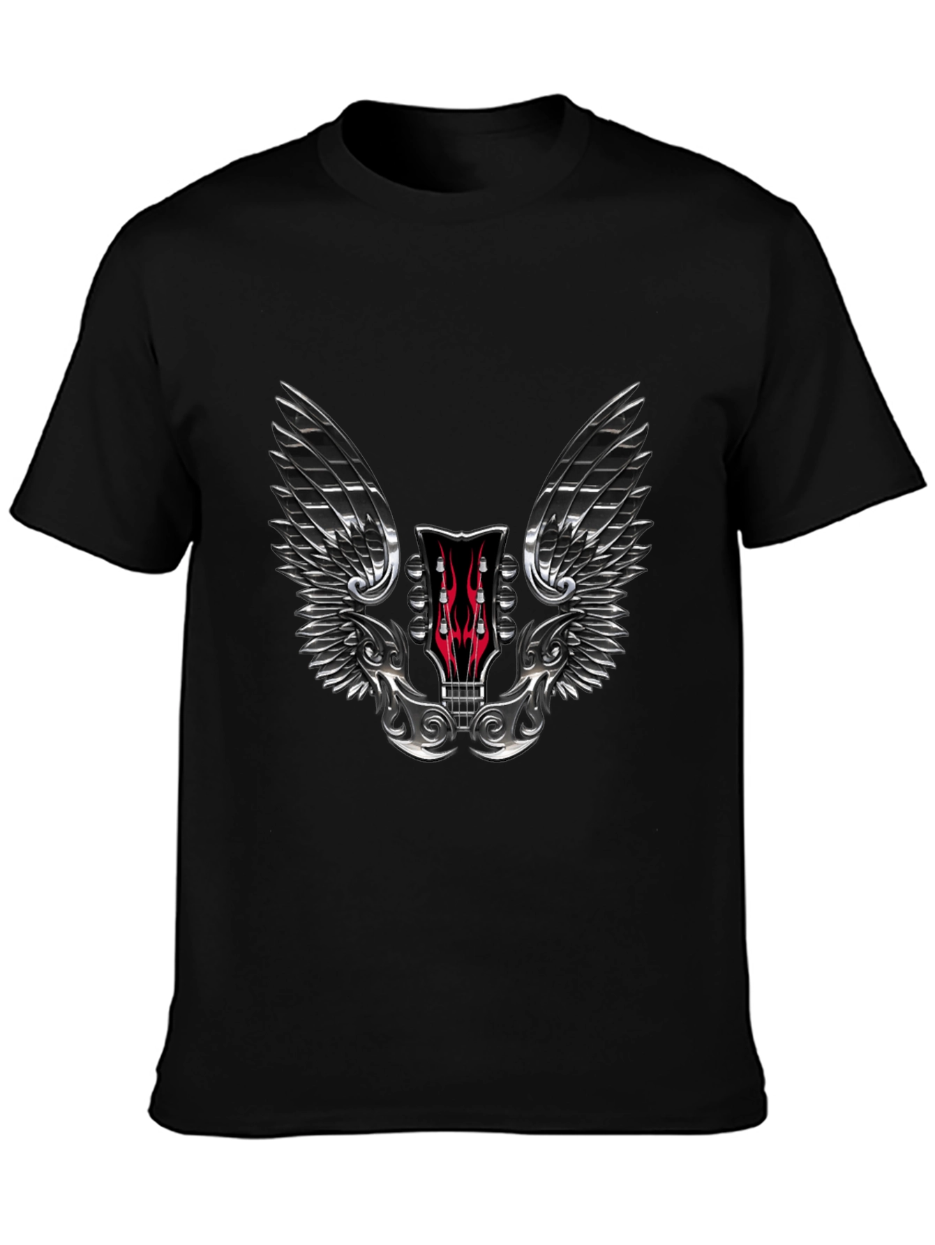 Winged Guitar Headstock Graphic Tee - Rocker Style