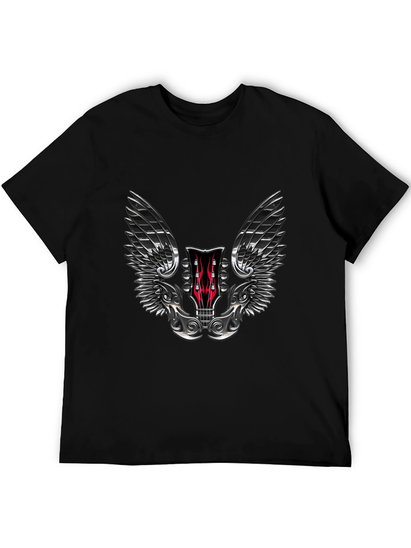 Winged Guitar Headstock Graphic Tee - Rocker Style