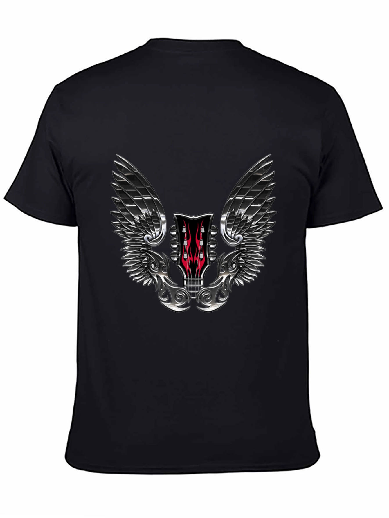 Winged Guitar Headstock Graphic Tee - Rocker Style