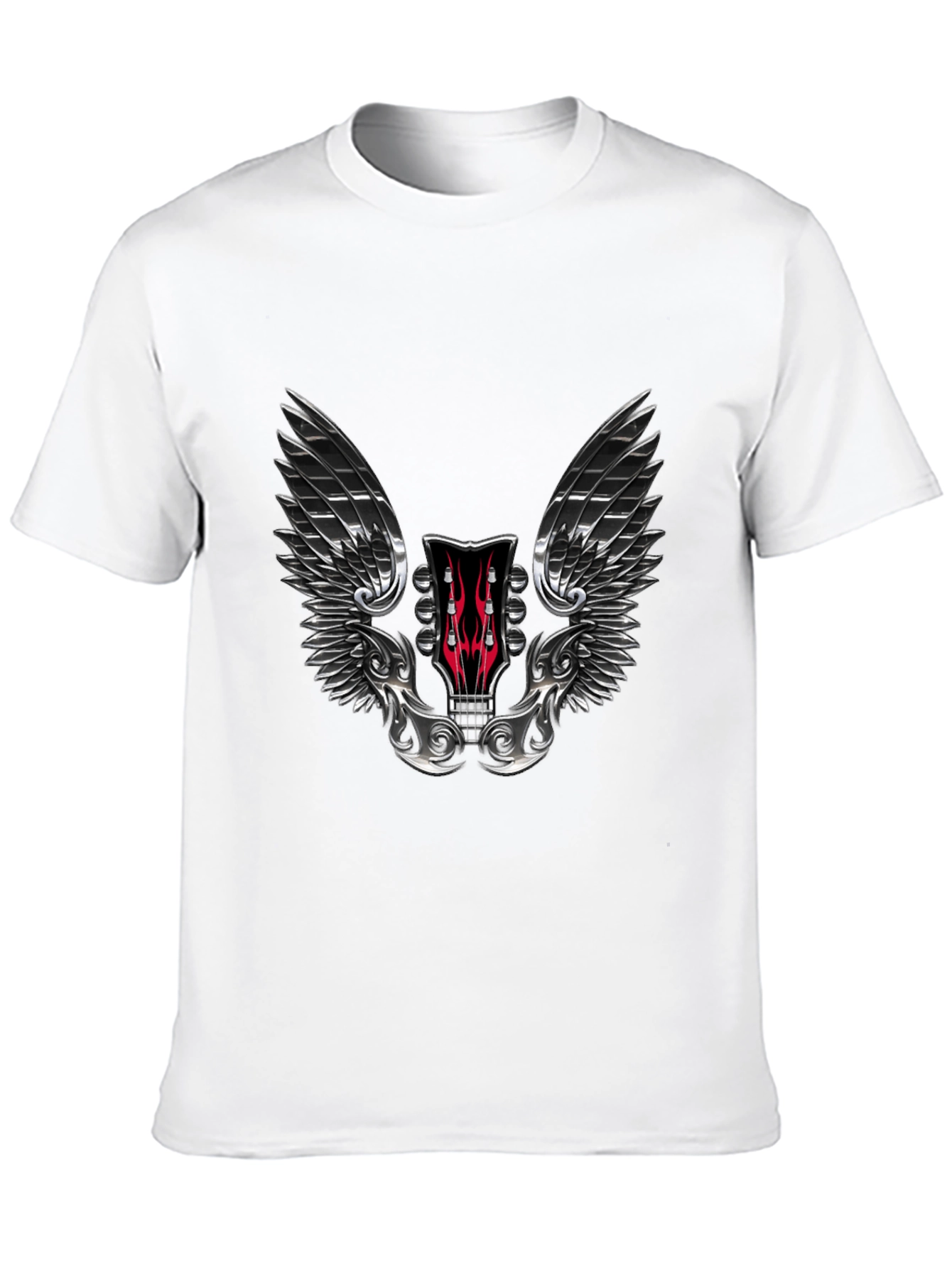 Winged Guitar Headstock Graphic Tee - Rocker Style