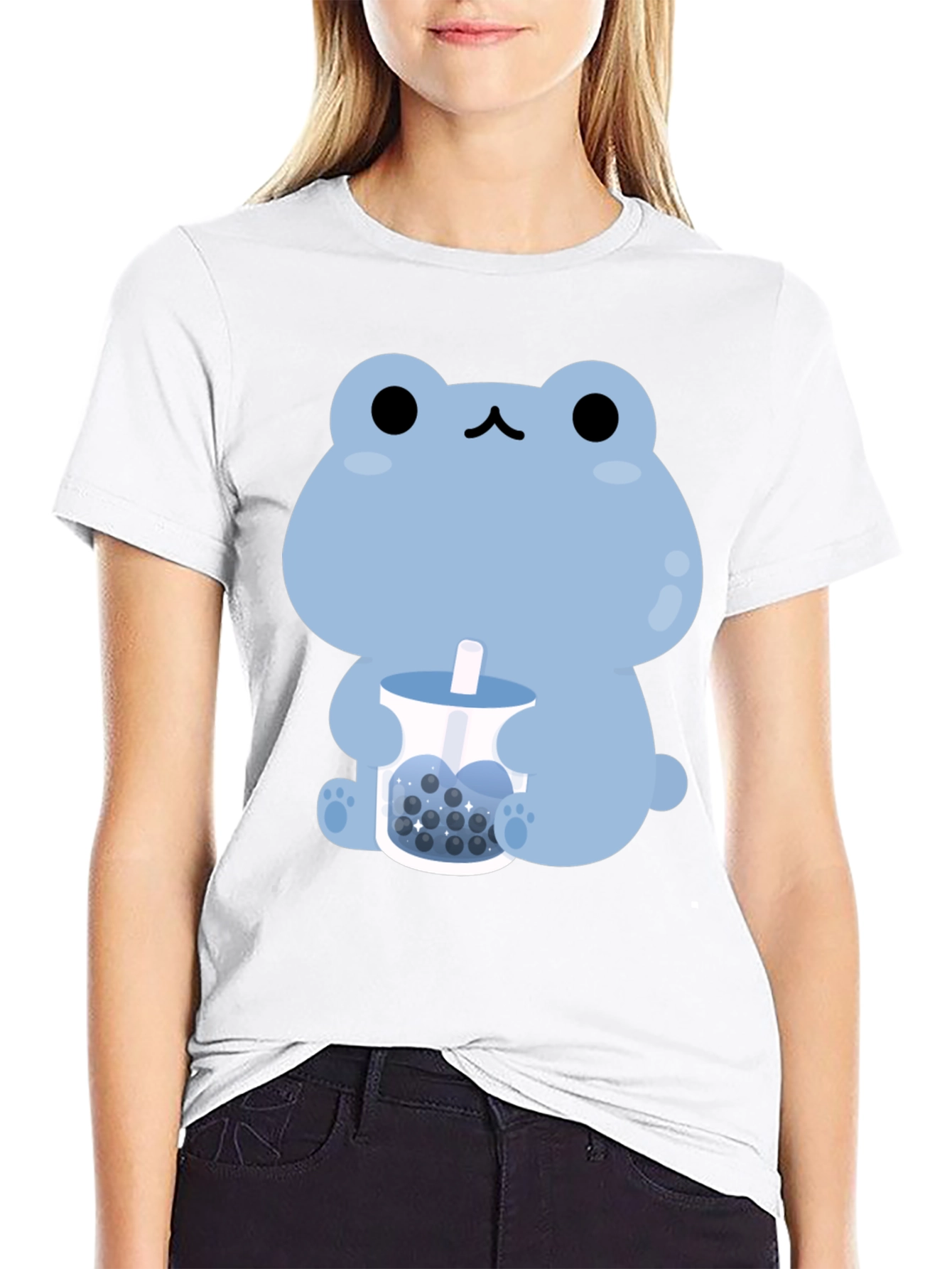Cute Frog Bubble Tea Graphic T-Shirt
