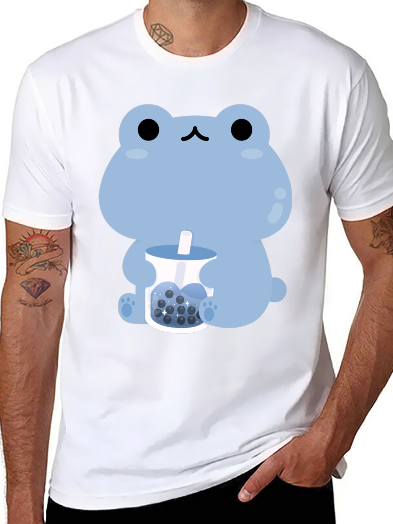 Cute Frog Bubble Tea Graphic T-Shirt